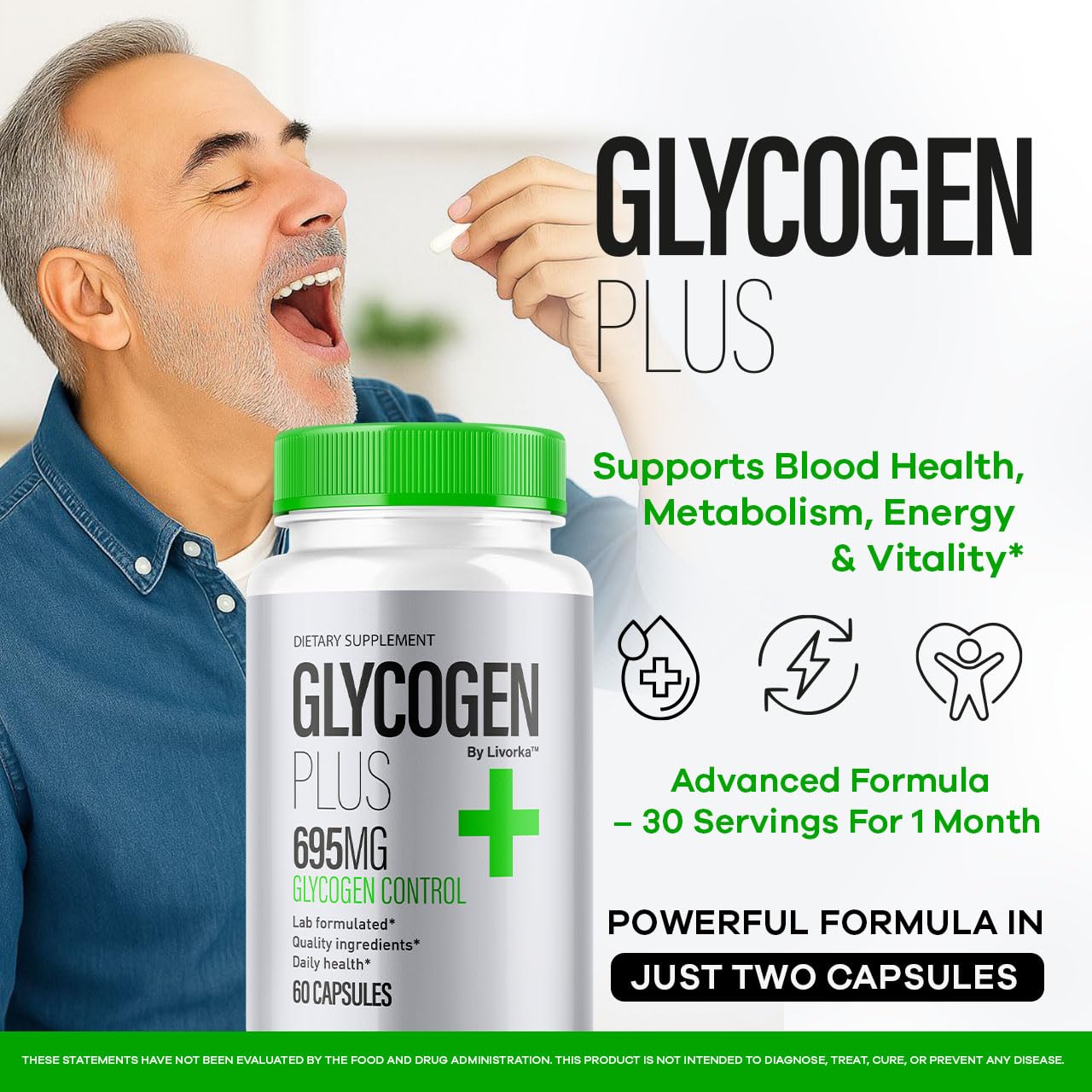 LIVORKA Glycogen Plus 600mg Capsules side view