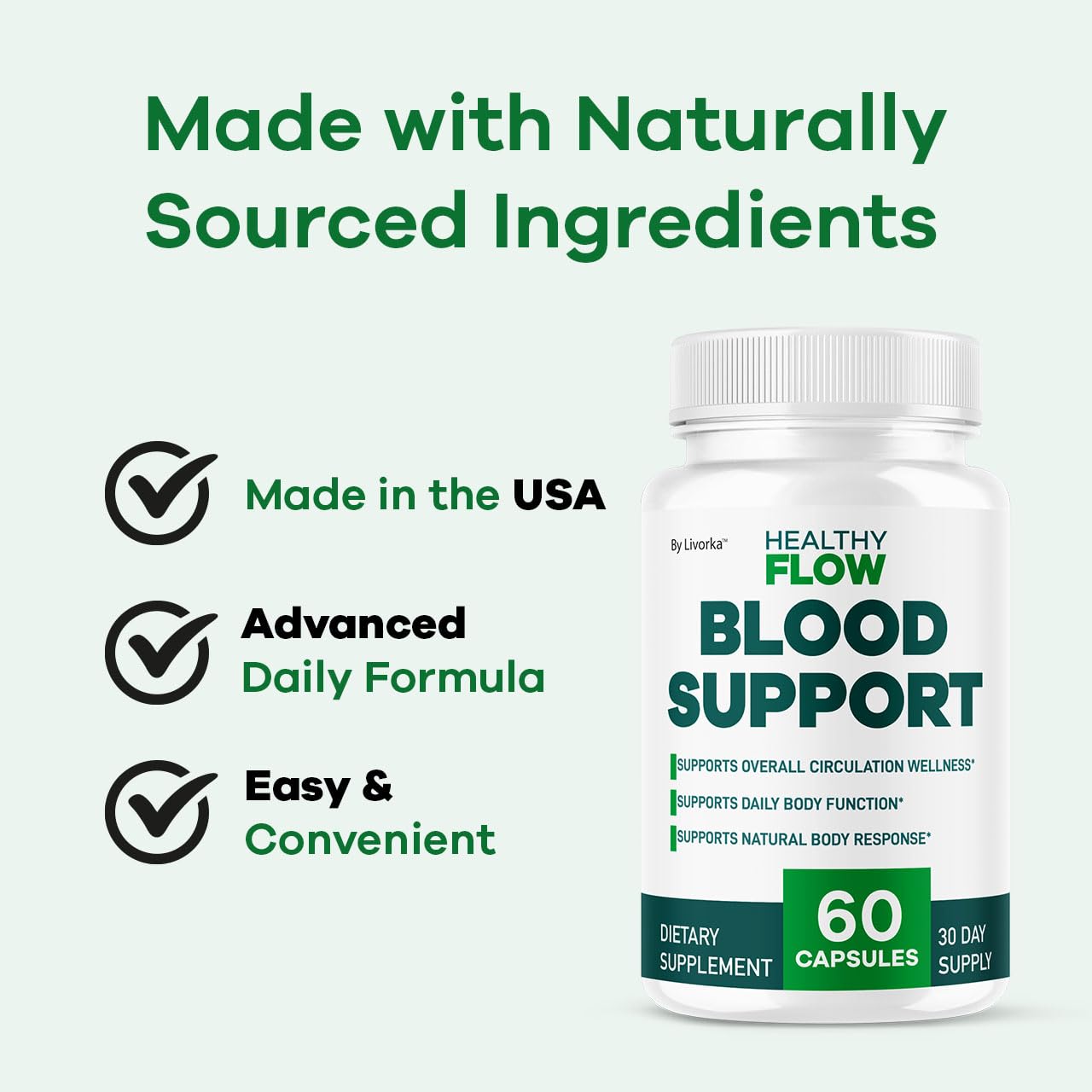 LIVORKA Healthy Flow Blood Capsules 695 mg back view