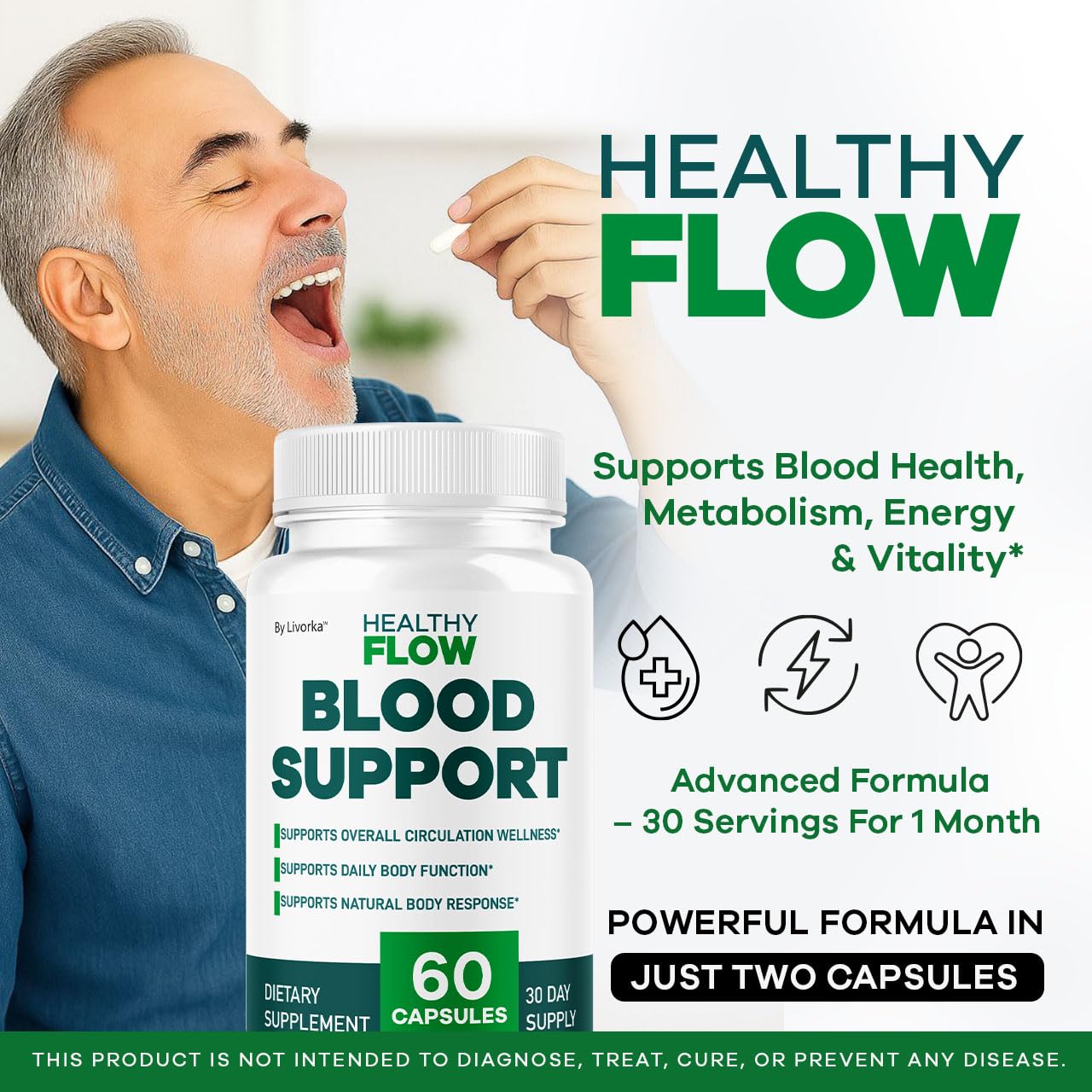 LIVORKA Healthy Flow Blood Capsules 695 mg side view