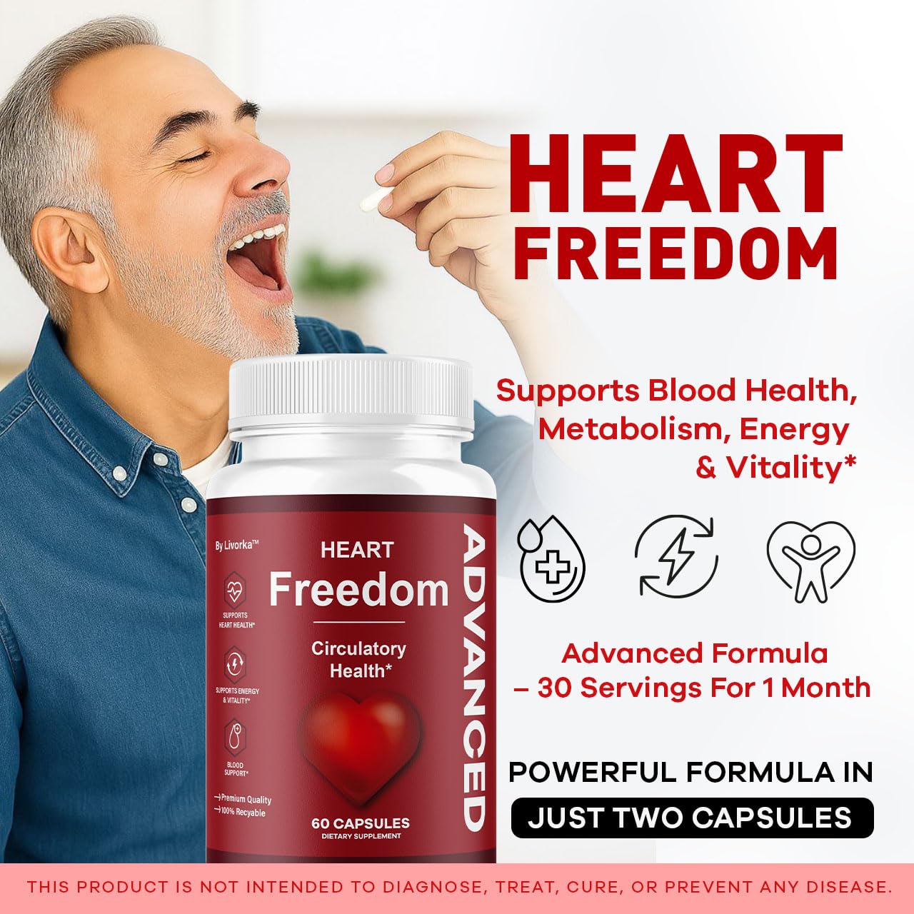 LIVORKA Hearth Freedom Advanced Formula Capsules side view