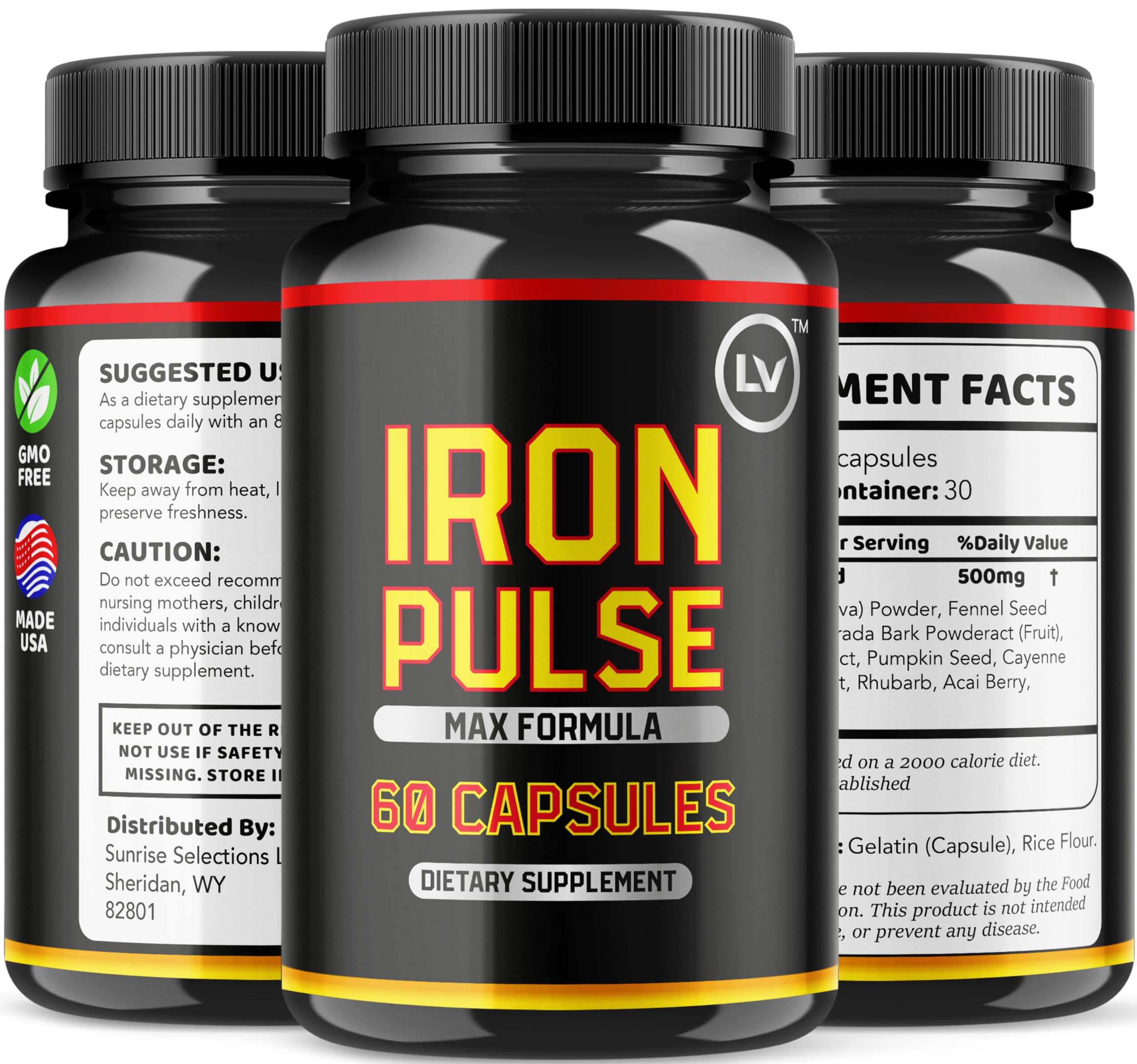 LIVORKA Iron Pulse Capsules displayed with other supplements