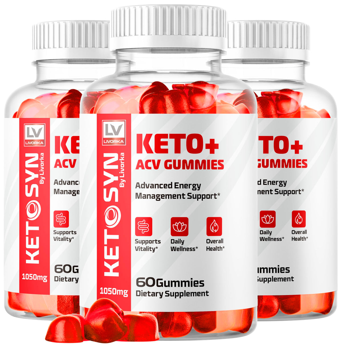 LIVORKA Ketosyn ACV Gummies front view with packaging