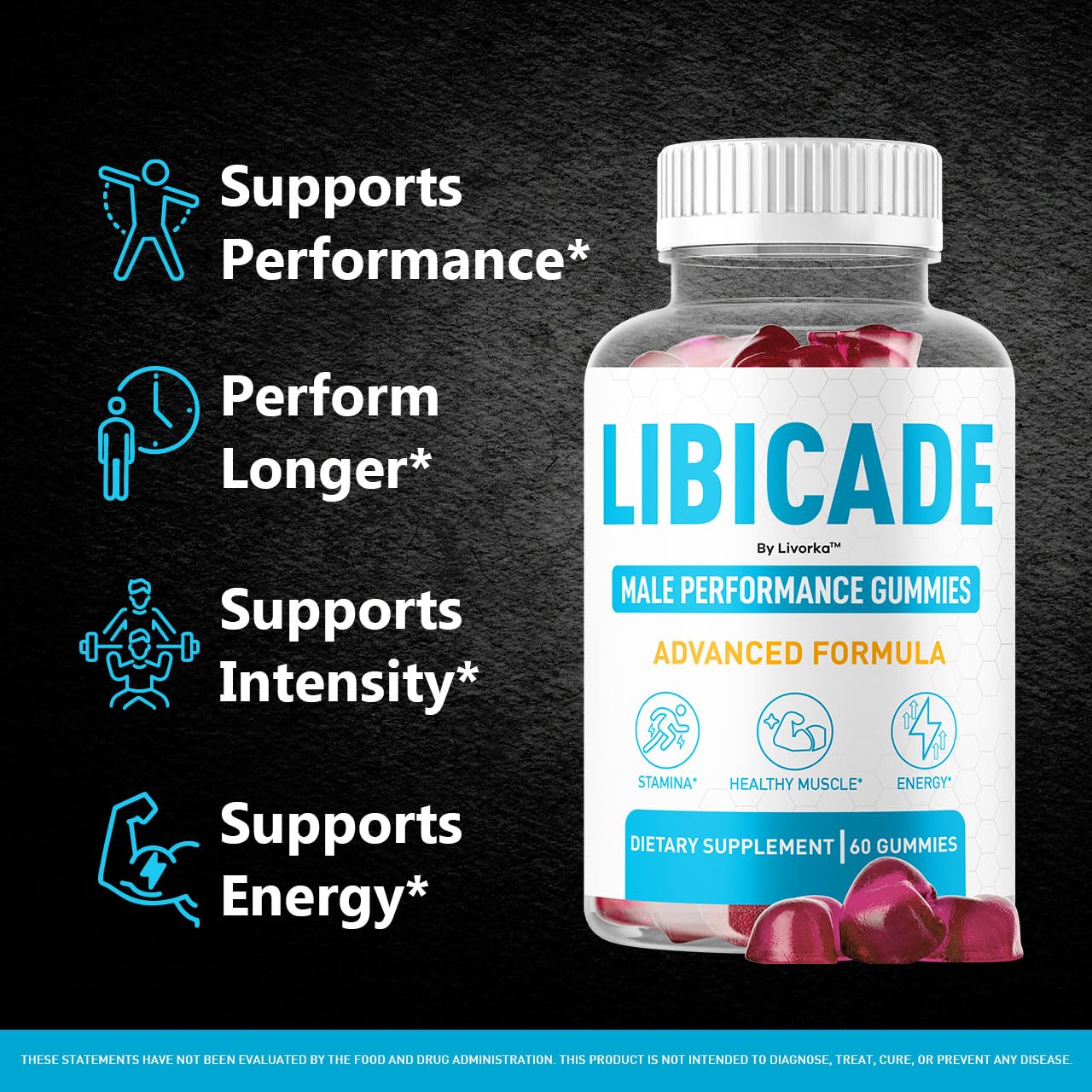 LIVORKA Libicade Gummies side view showing ingredients