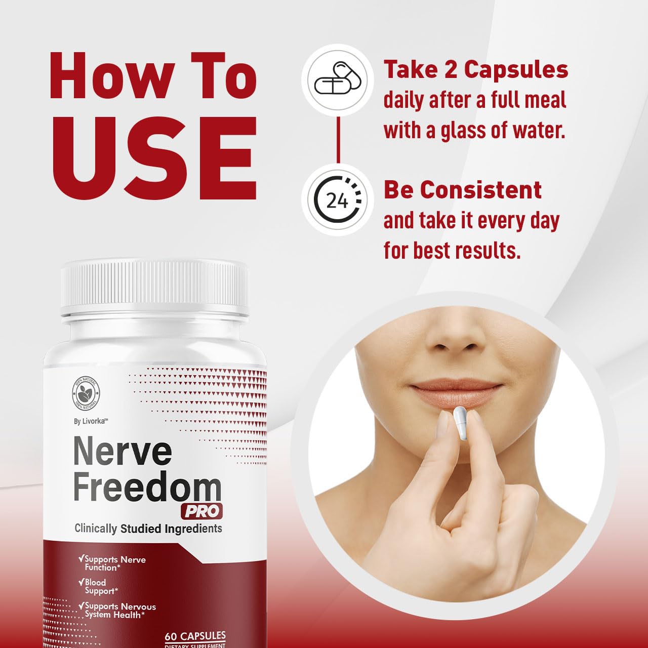 LIVORKA Nerve Freedom Pro Capsules back view with ingredient list