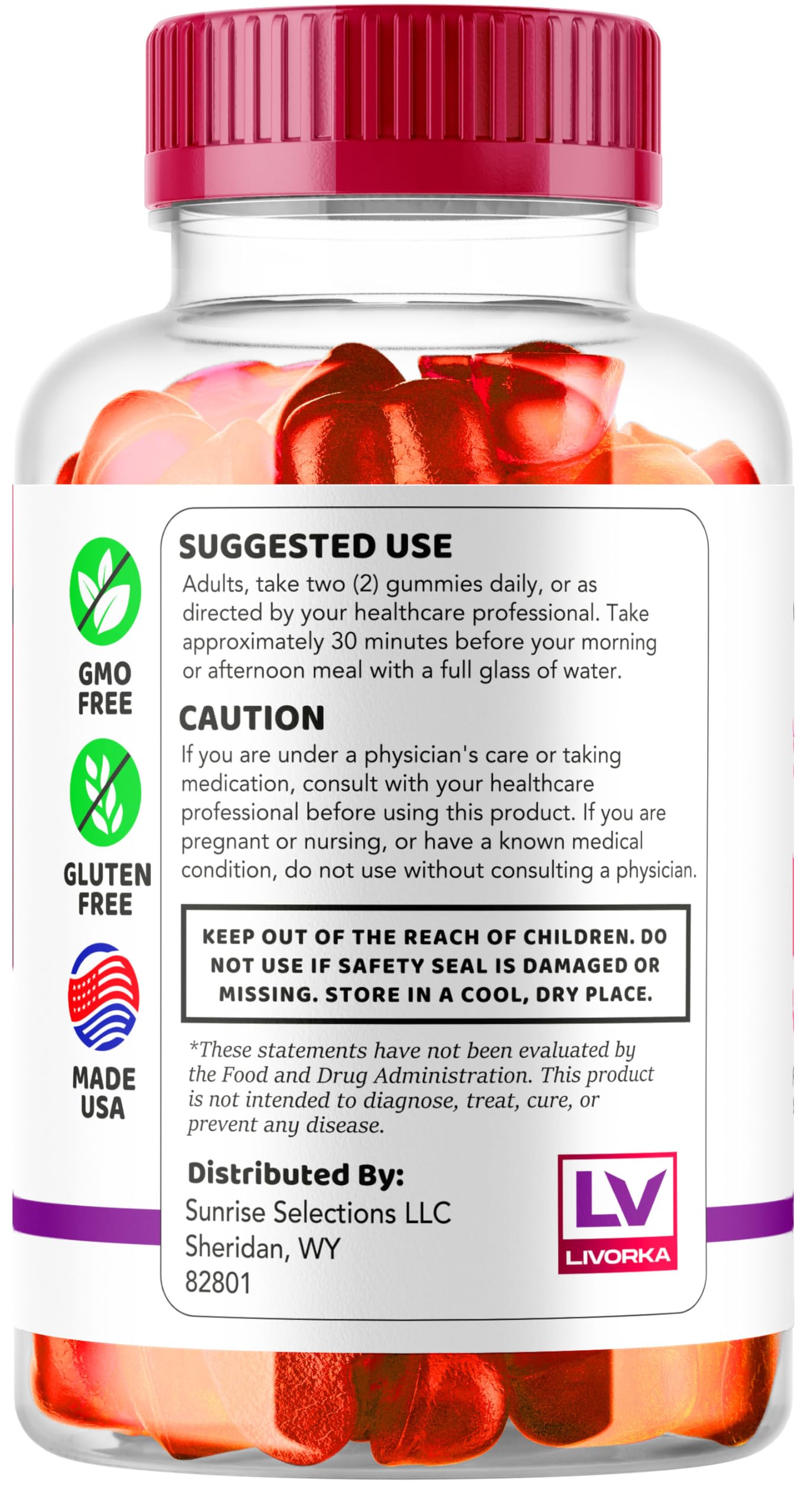 LIVORKA Premier Keto ACV Gummies close-up of gummies