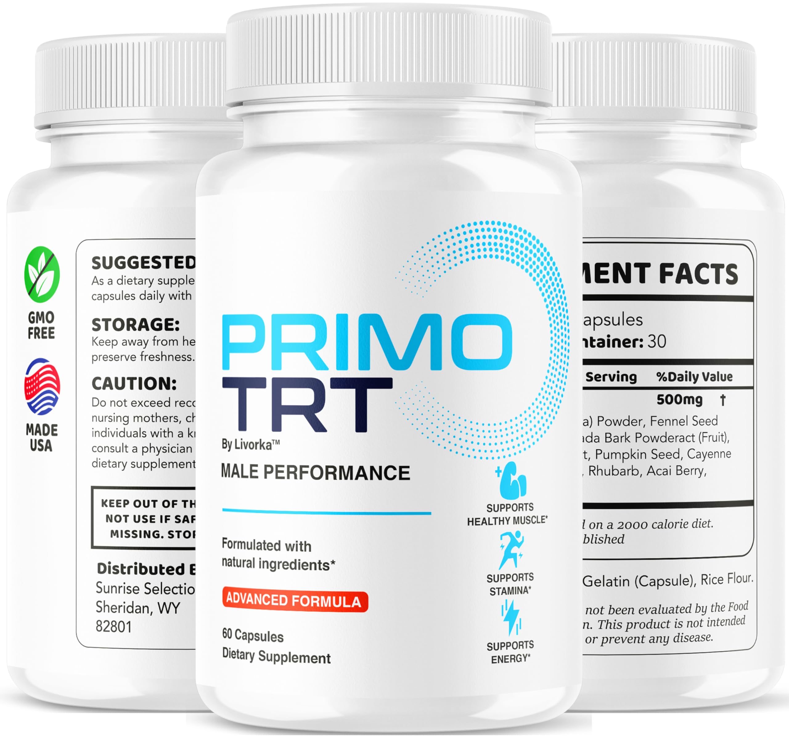 LIVORKA Primo TRT Capsules in a hand for scale