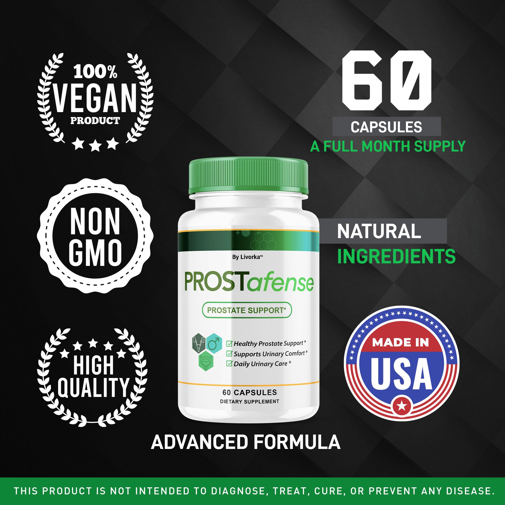 LIVORKA Prostafense Supplement Capsules with label details