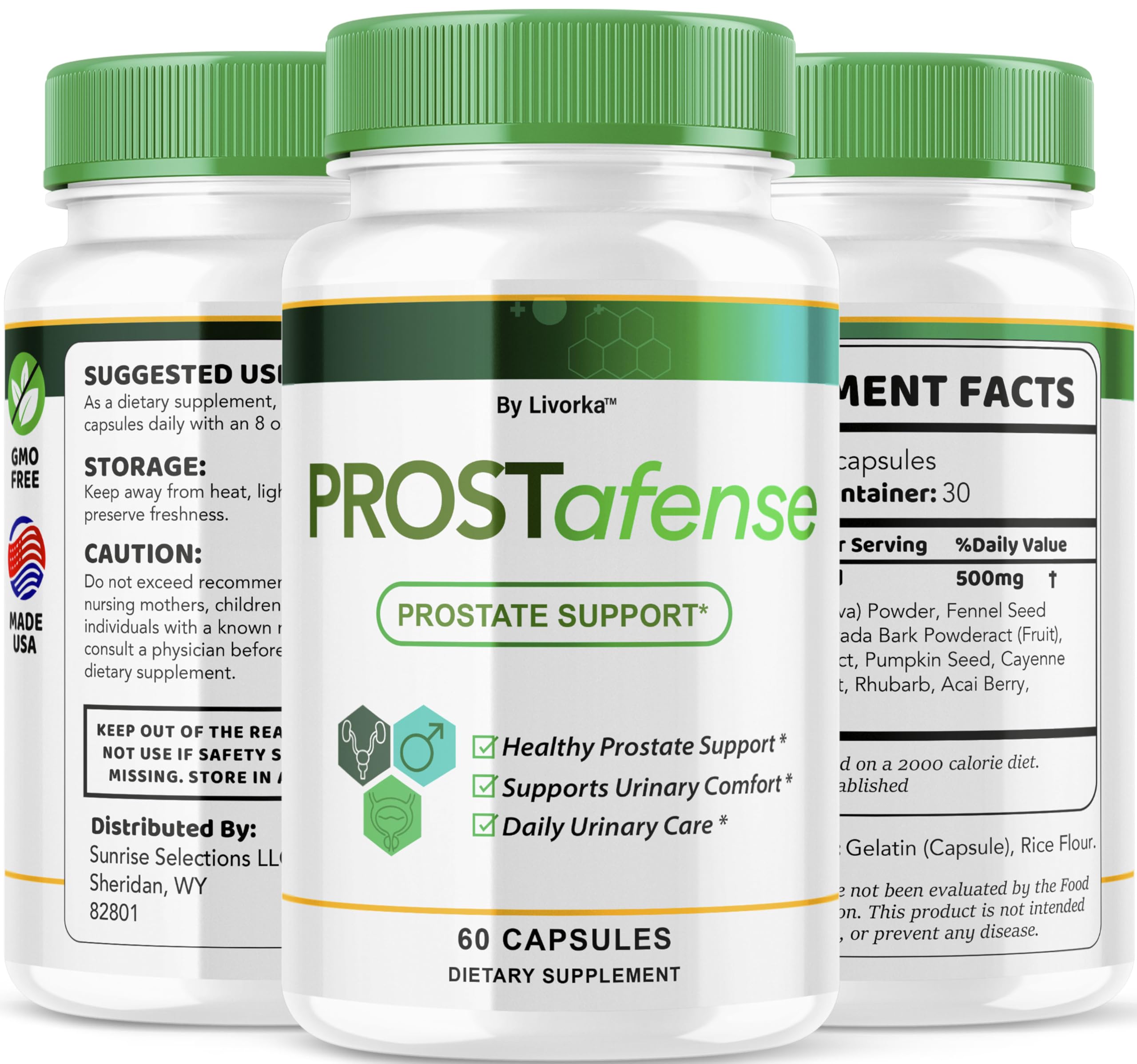LIVORKA Prostafense Supplement Capsules with other supplements