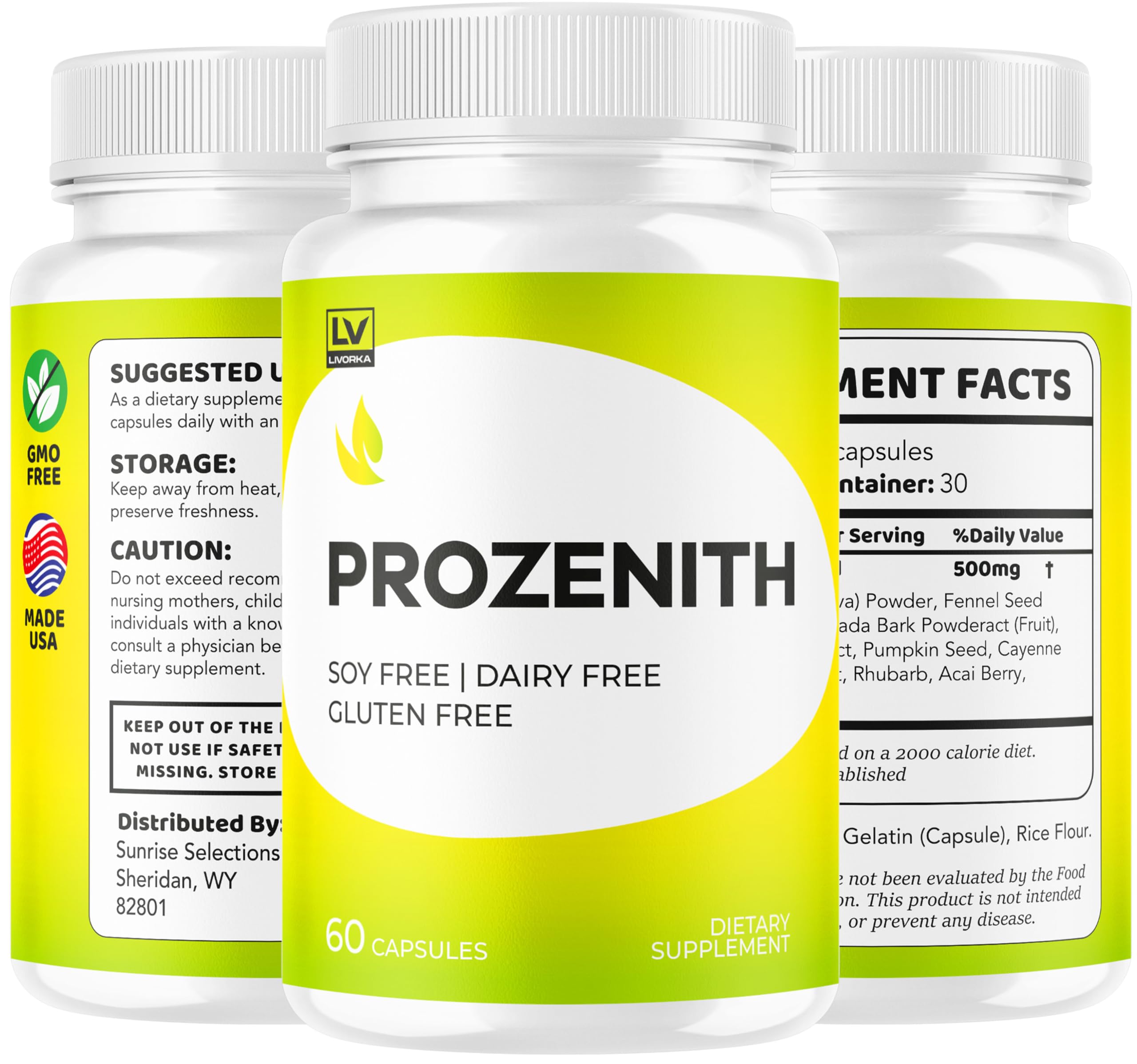 LIVORKA Prozenith Pro supplement displayed with other health products