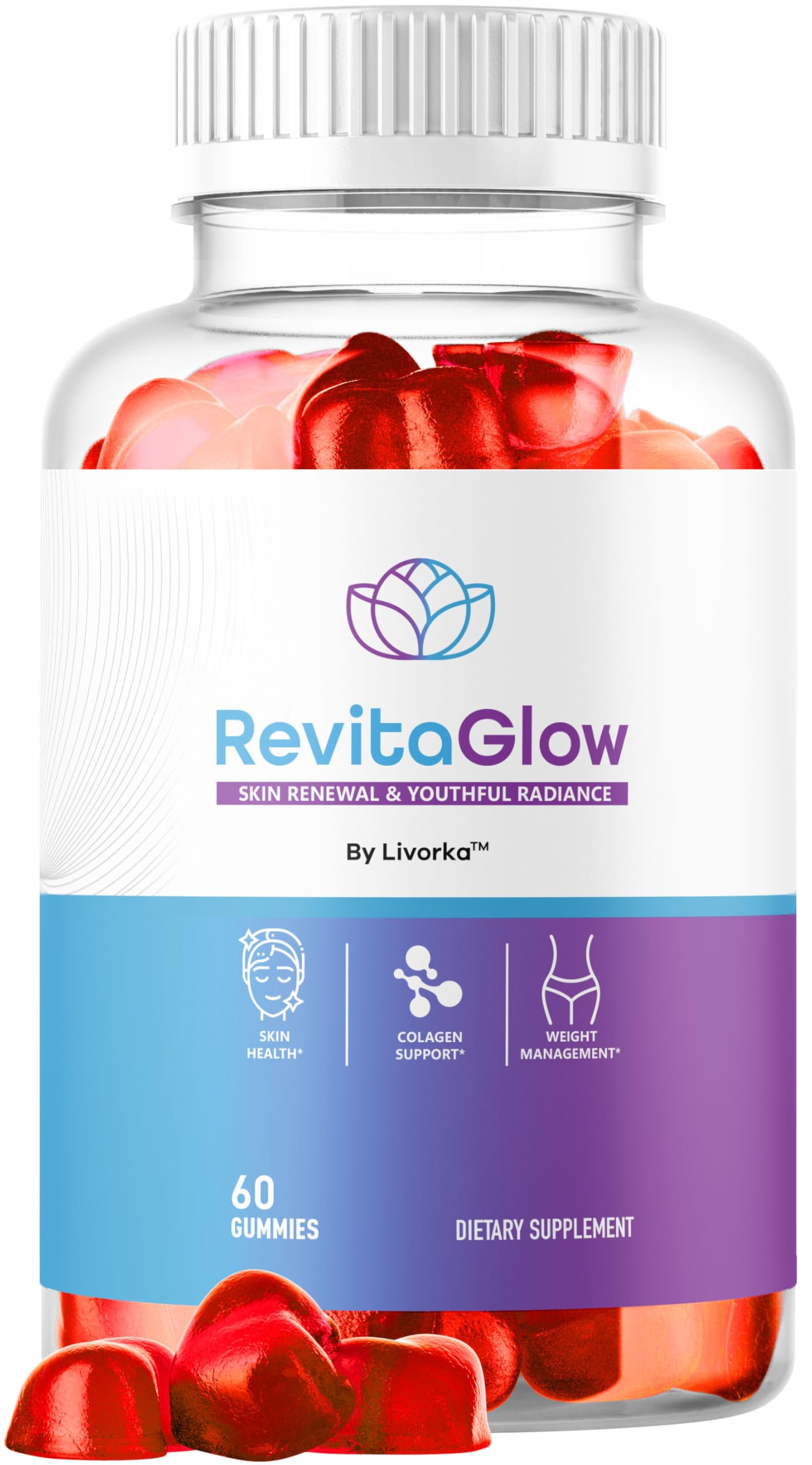 LIVORKA RevitaGlow Gummies front view, 170g packaging