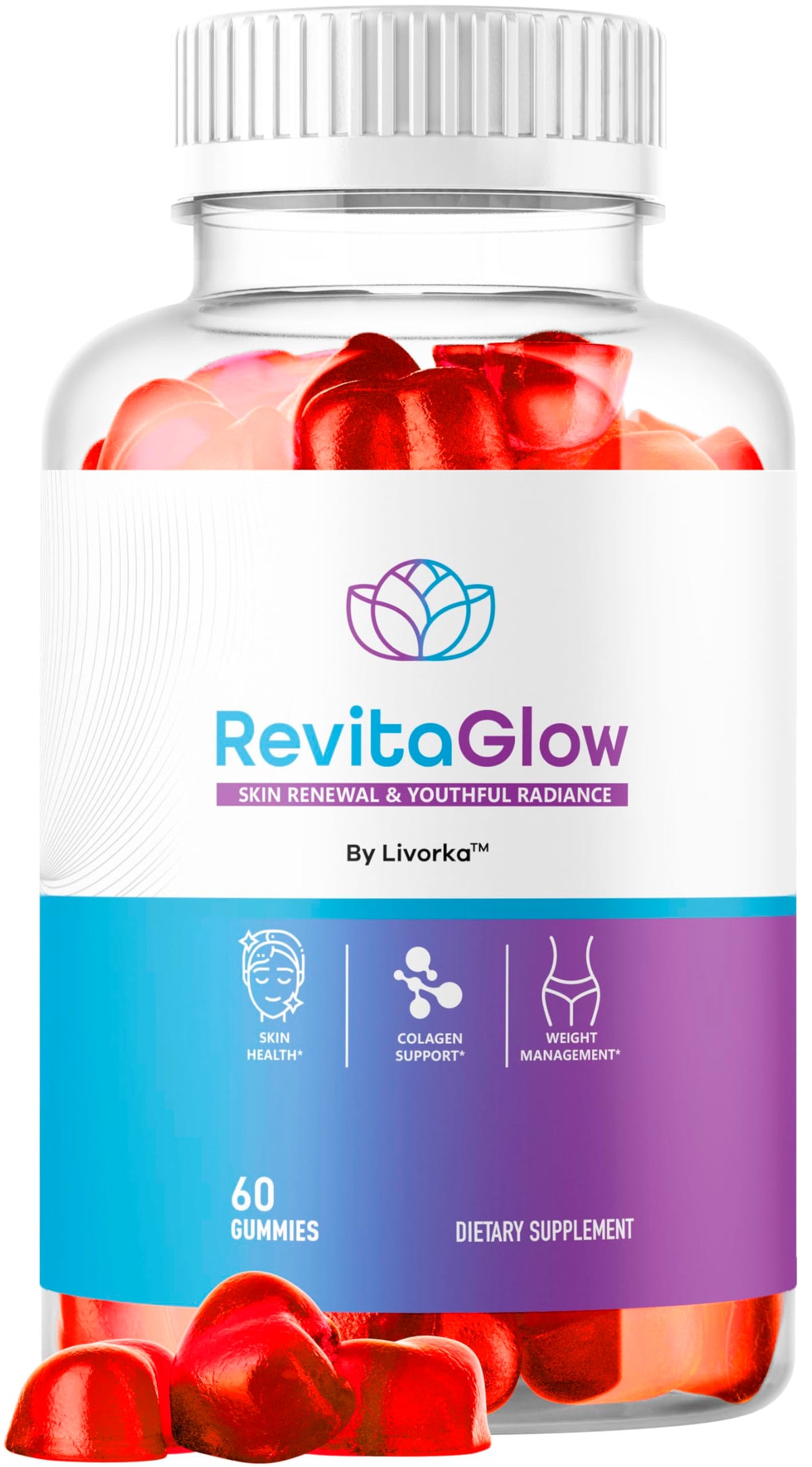 LIVORKA RevitaGlow Gummies front view, 170g packaging