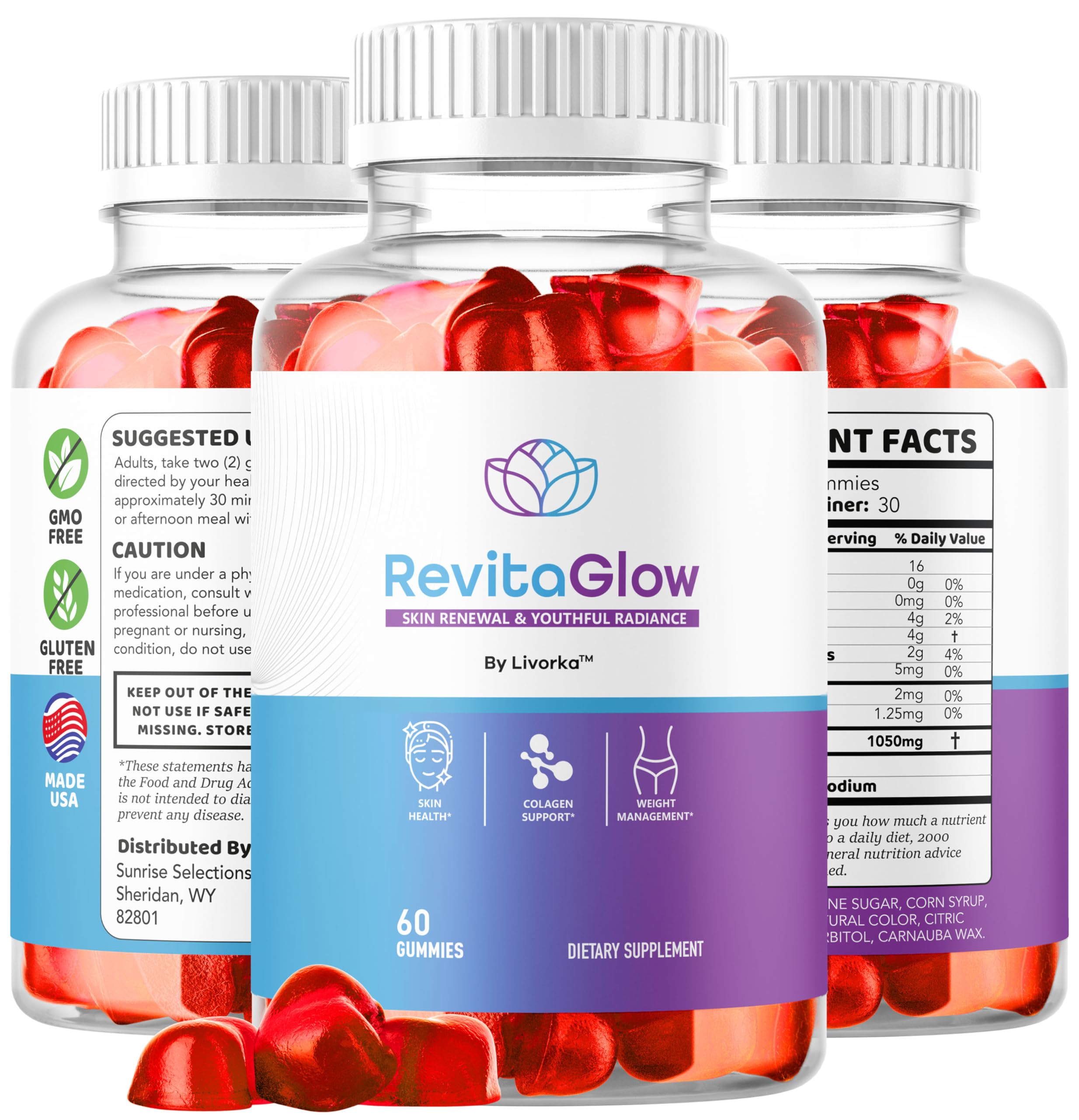 LIVORKA RevitaGlow Gummies in hand for perspective