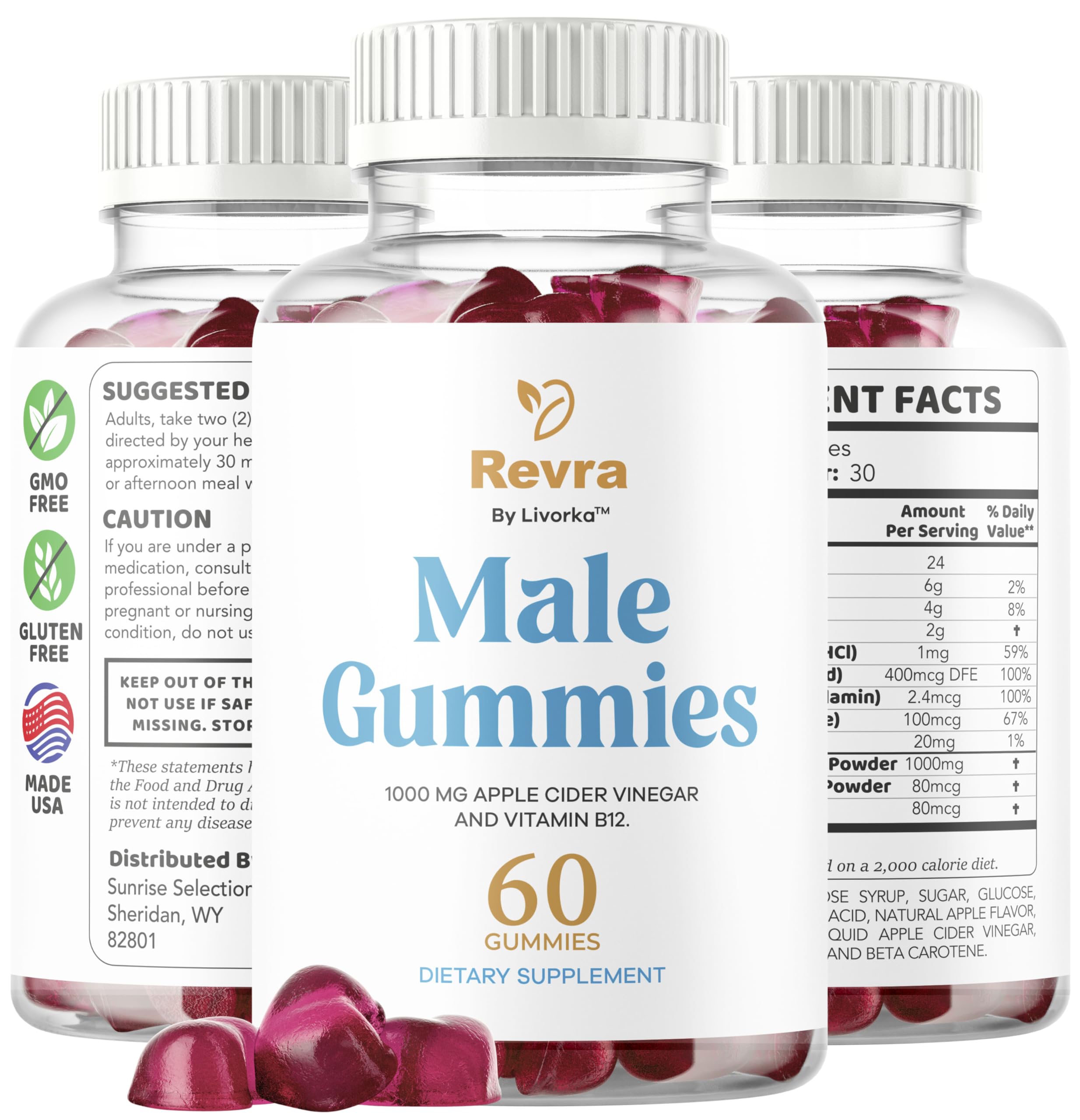LIVORKA Revra Gummies 60 Count bottle with a glass of water
