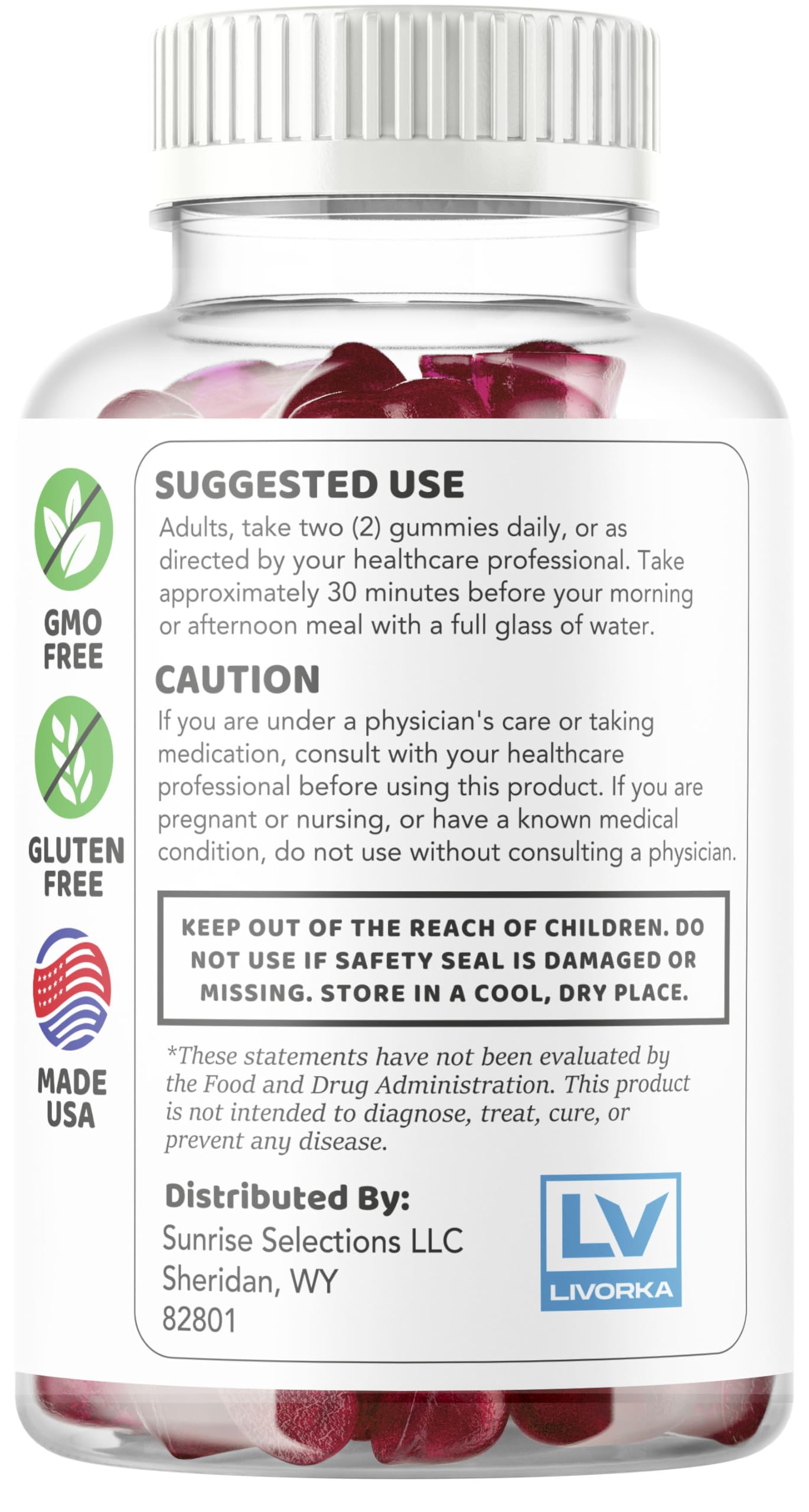 LIVORKA Revra Gummies 60 Count ingredients label