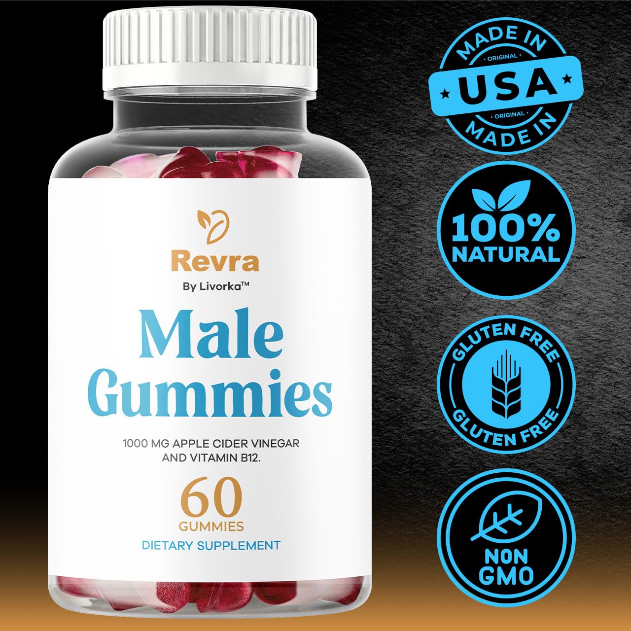 LIVORKA Revra Gummies 60 Count on a wooden table
