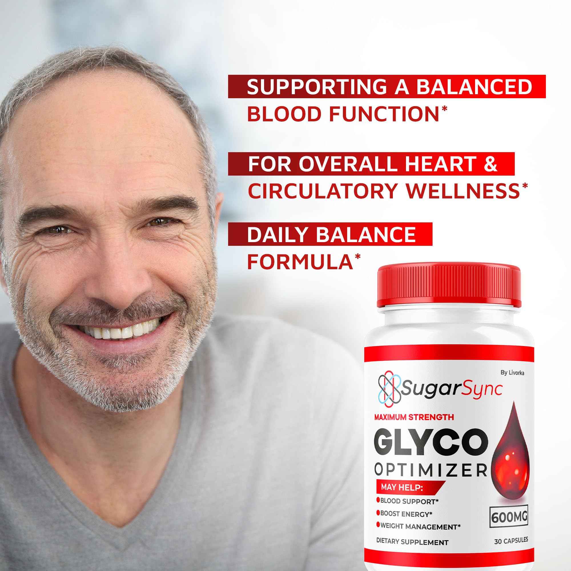 LIVORKA Sugar Sync Daily Supplement 30 Capsules side view