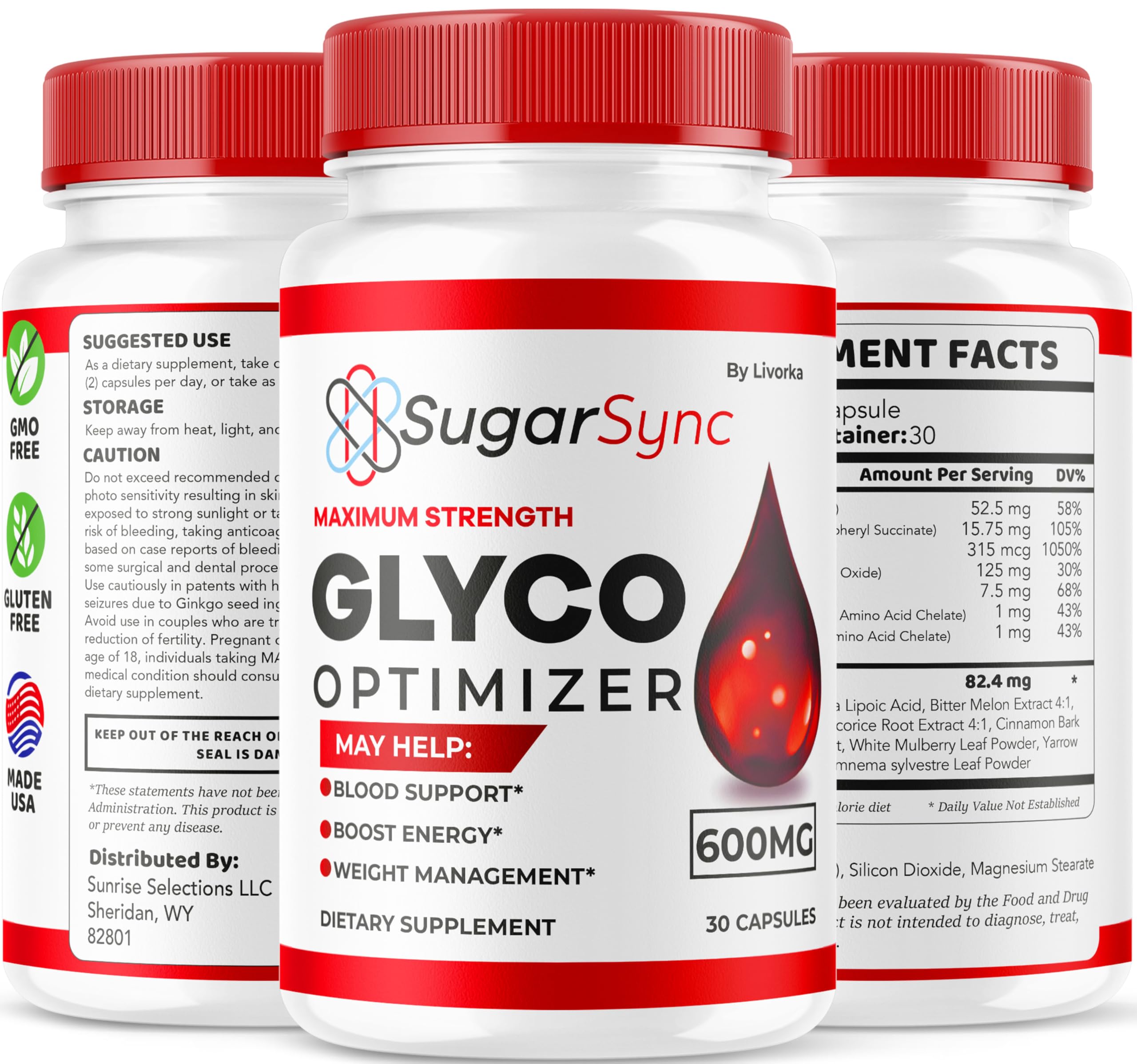 LIVORKA Sugar Sync Daily Supplement with a glass of water