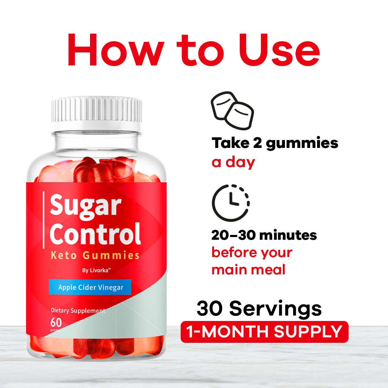 LIVORKA SugarControl Gummies on a kitchen counter