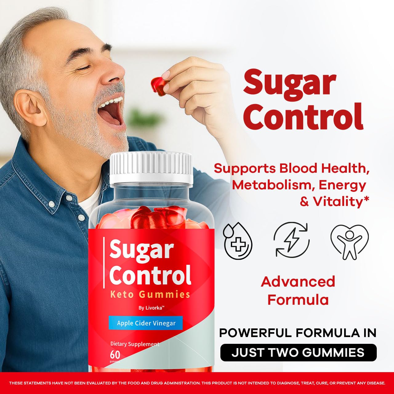 LIVORKA SugarControl Gummies side view with nutritional label