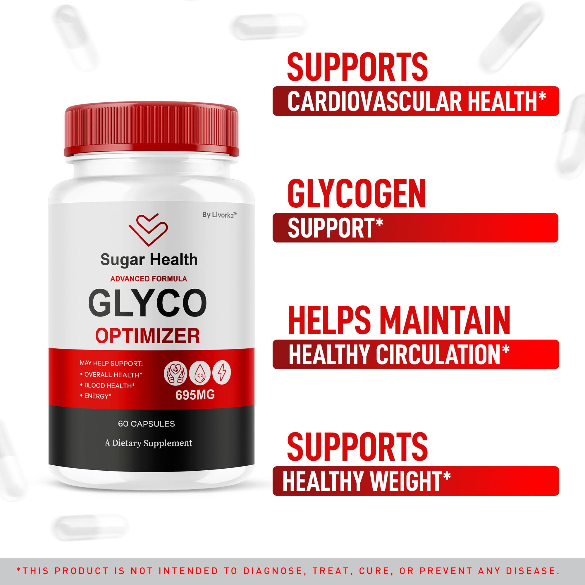 LIVORKA SugarHealth Supplement Capsules back view with label