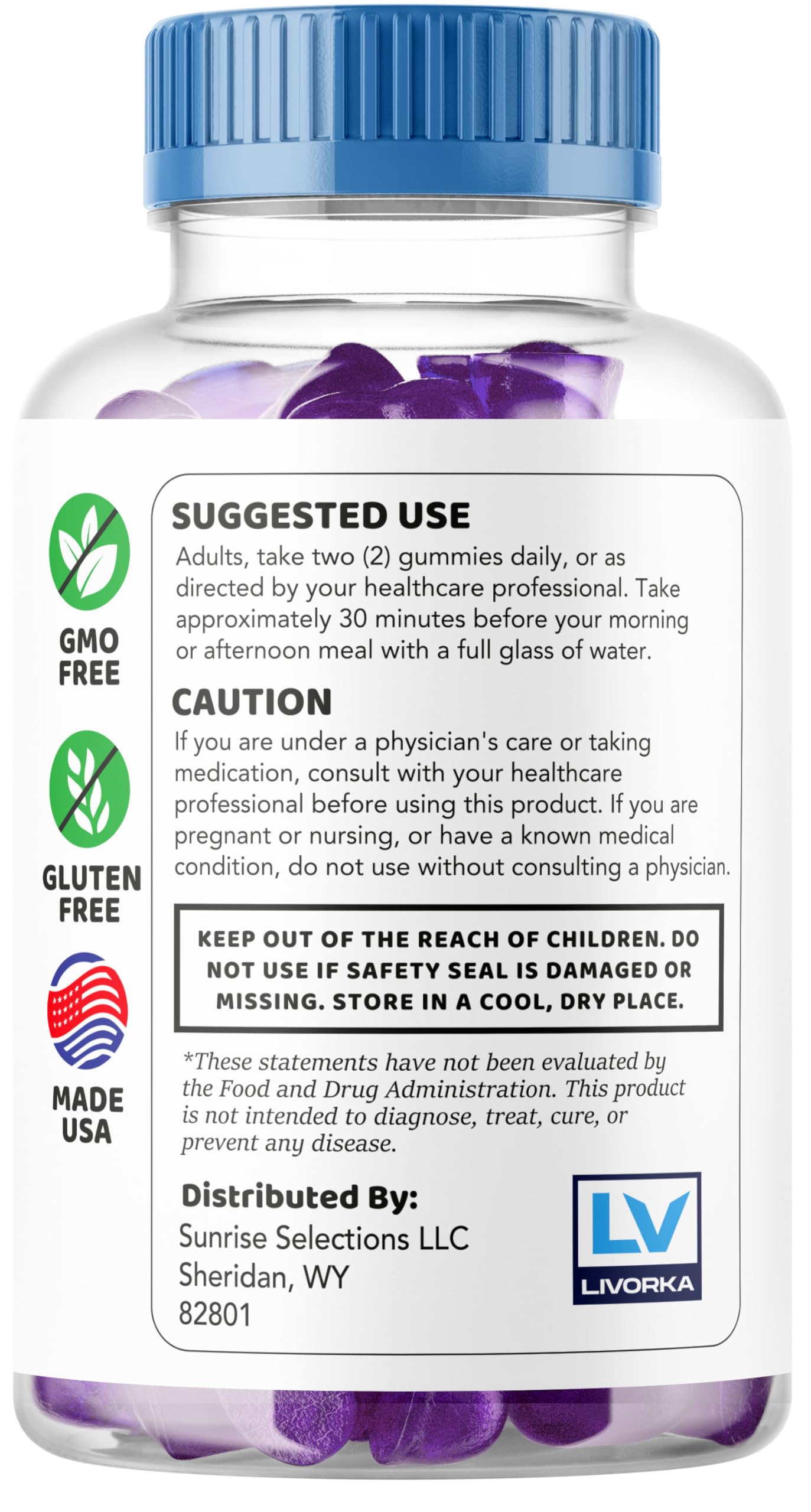 LIVORKA support TRT Max Gummies bottle back view