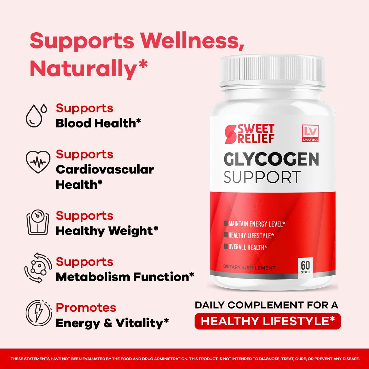 LIVORKA Sweet Relief Glycogen Support 159g label close-up