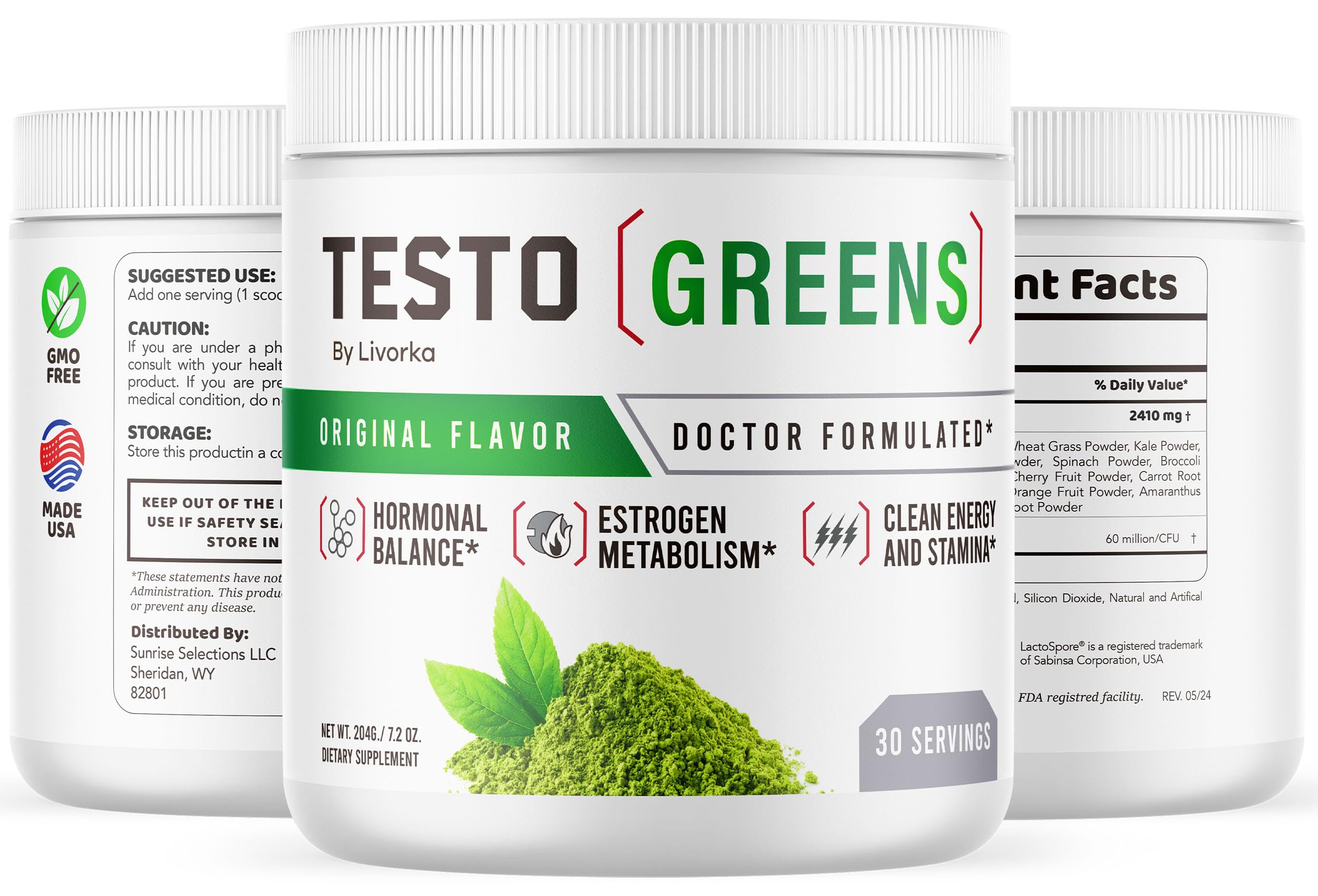 LIVORKA Testo Greens Powder 170g mixed in a drink