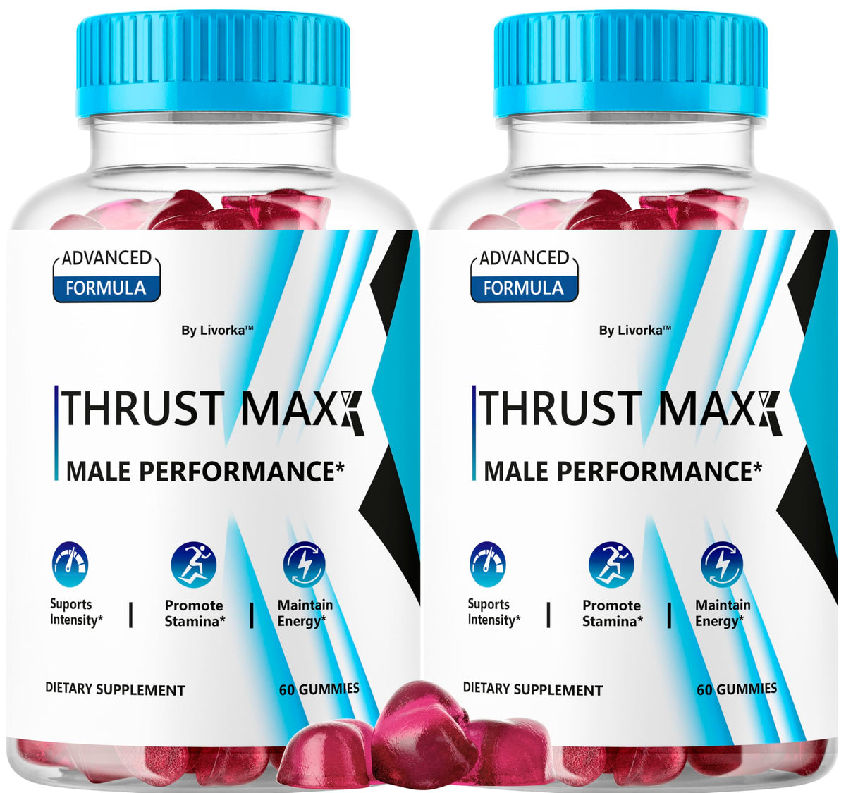 LIVORKA Thrust Maxx Gummies front view with packaging