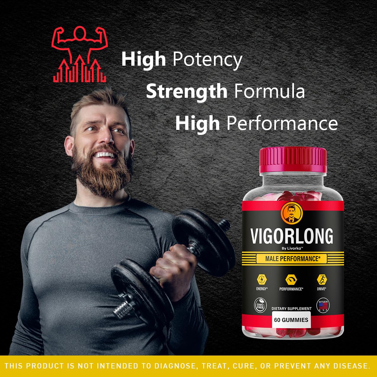 LIVORKA Vigorlong Gummies for Men back view with ingredient list