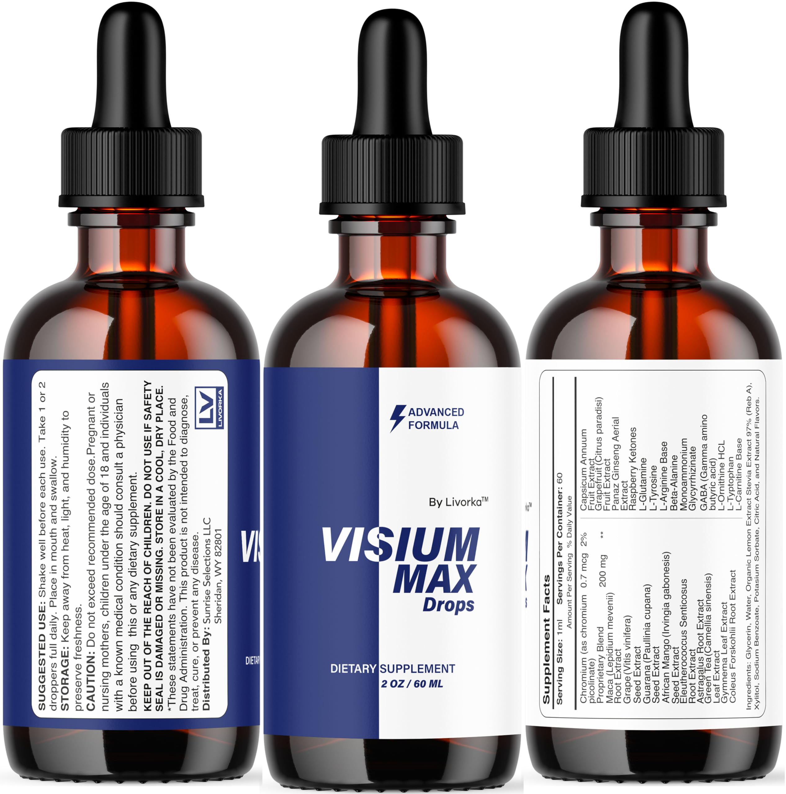 LIVORKA Visium Max Drops packaging dimensions