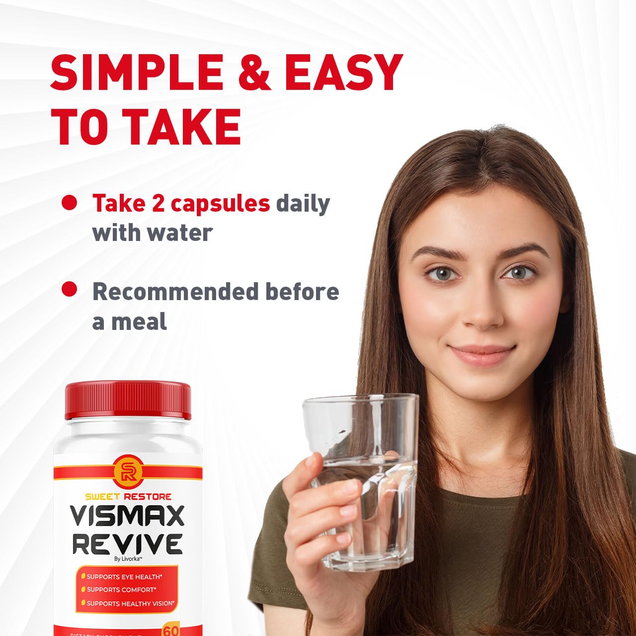 LIVORKA Vismax Revive capsules displayed on a wooden surface