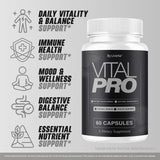 LIVORKA Vital Pro Blended Vitamin & Mineral Supplement capsules on a wooden surface