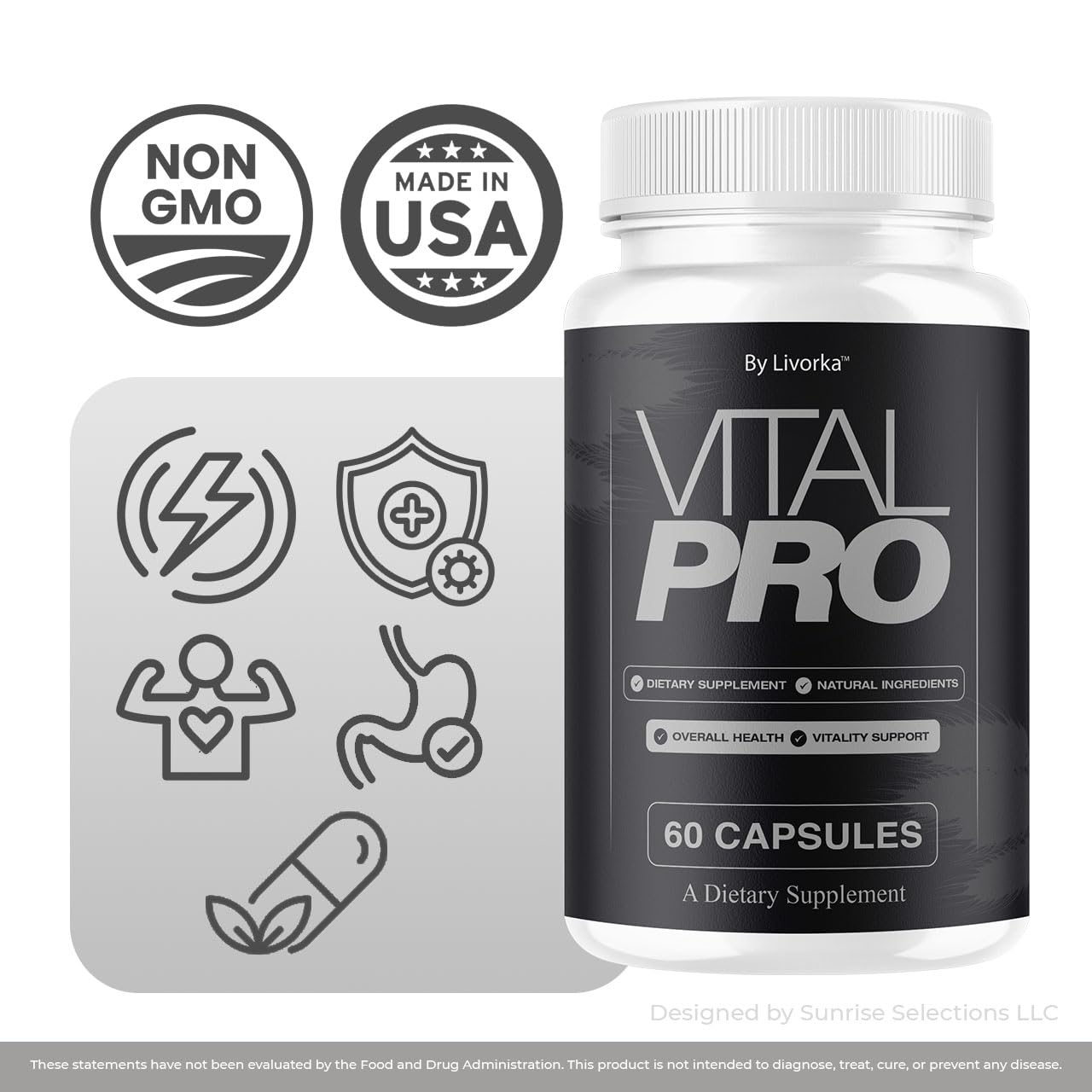 LIVORKA Vital Pro Blended Vitamin & Mineral Supplement with a measuring spoon