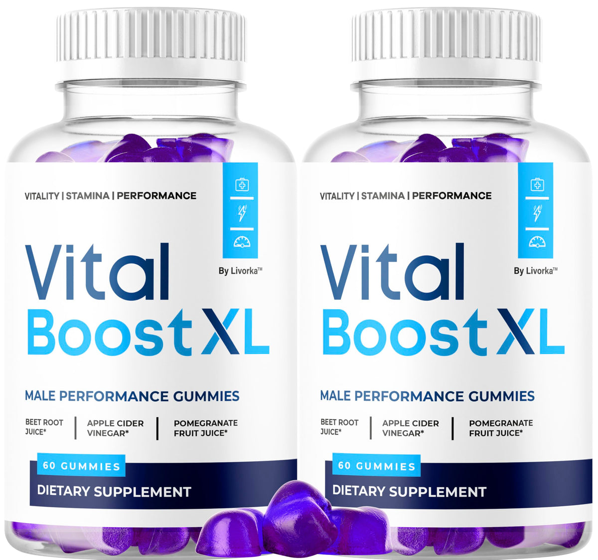 LIVORKA Vital support XL Gummies 60 count bottle front view