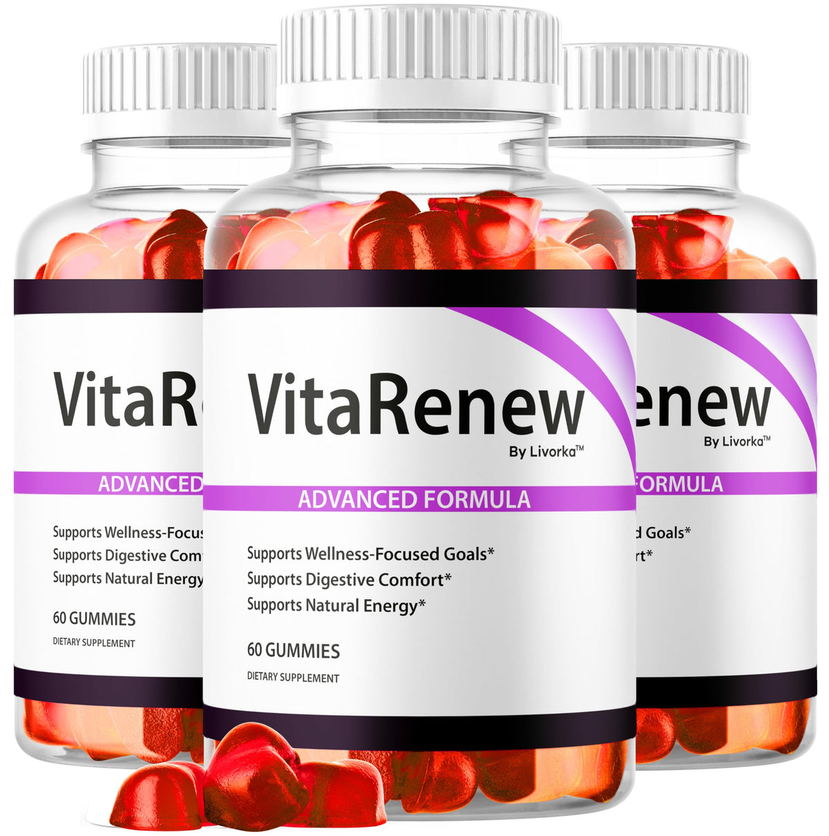 LIVORKA Vitarenew Advanced Gummies front view with packaging