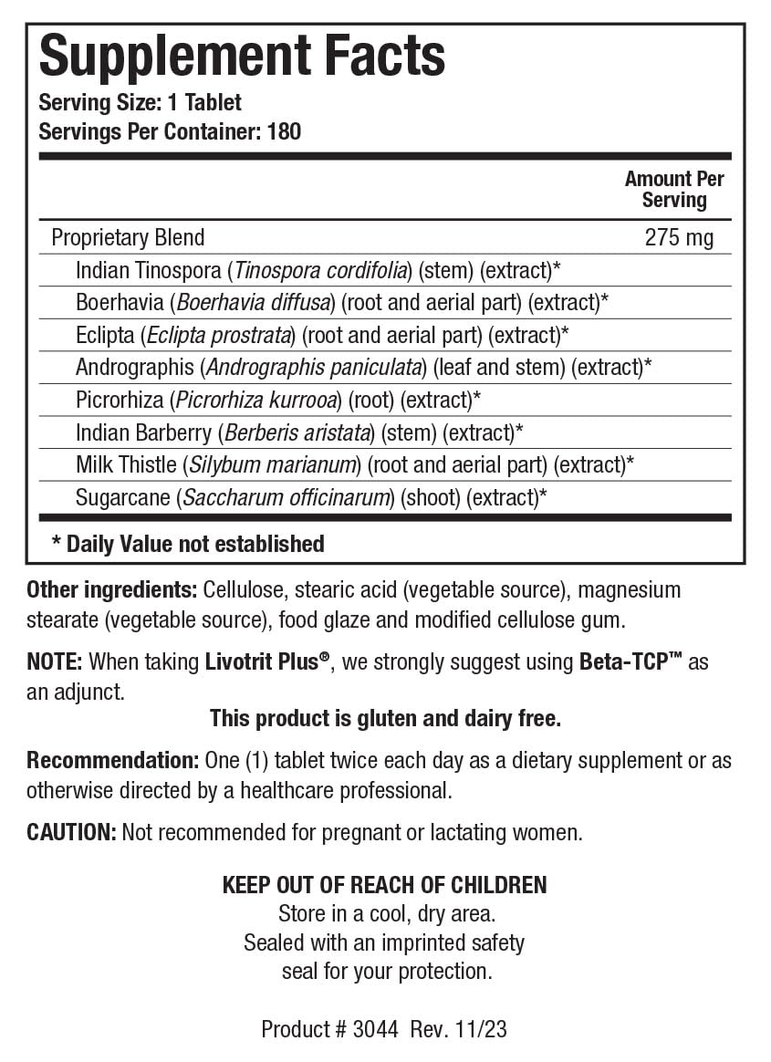 Livotrit Plus Milk Thistle Supplement side view