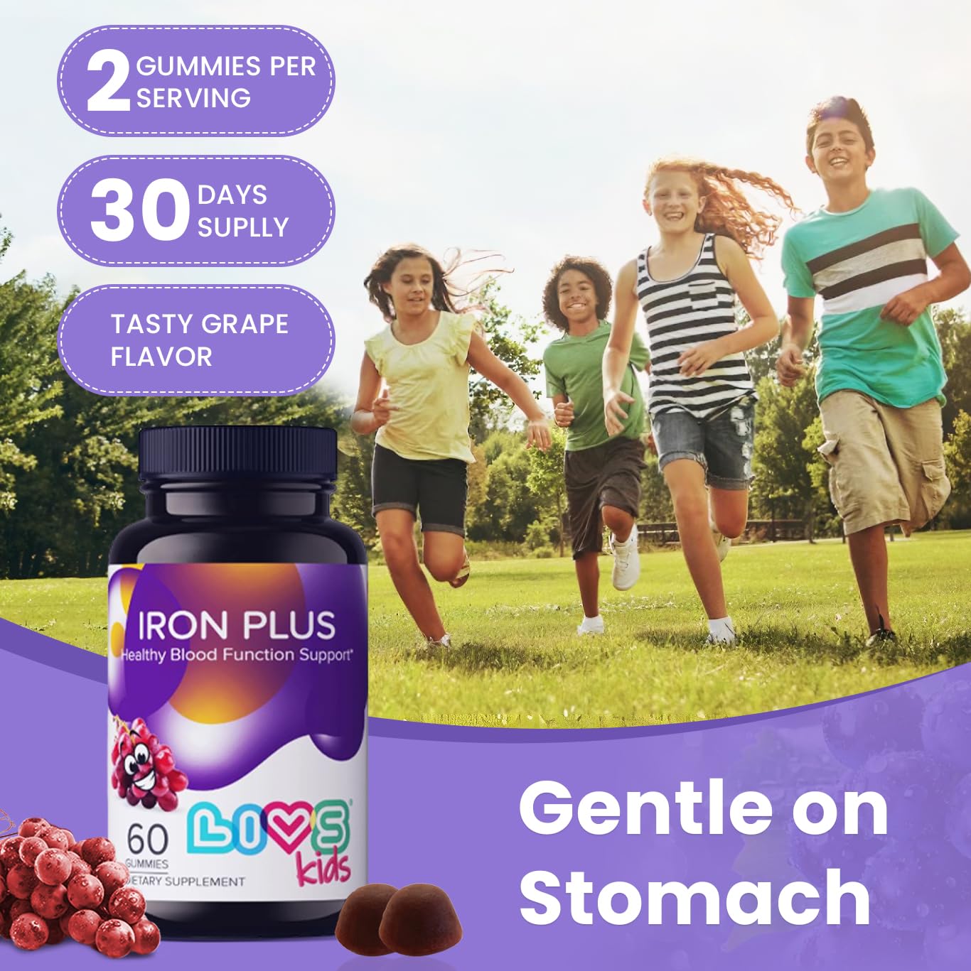 LIVS Iron Gummies 20mg with family members