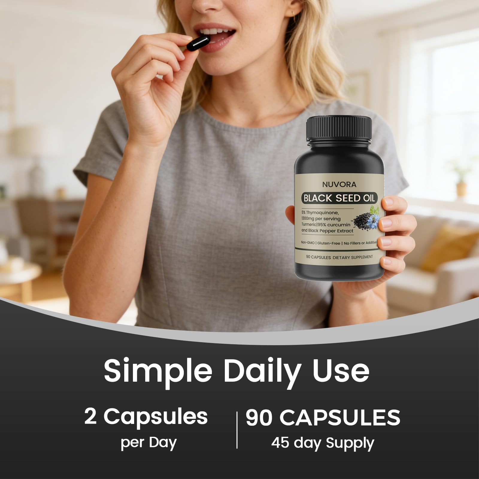 LKNSIH Black Seed Oil Softgels opened bottle showing capsules