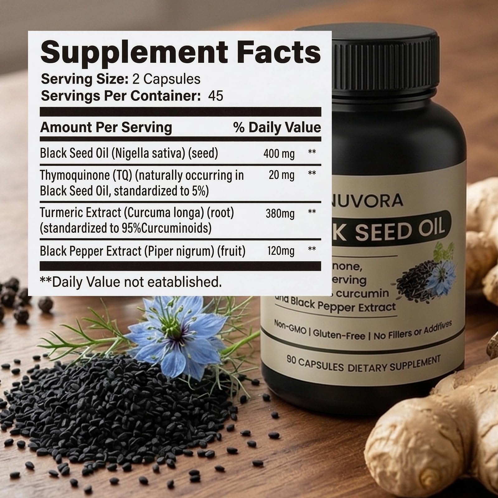 LKNSIH Black Seed Oil Softgels side view showing capsule