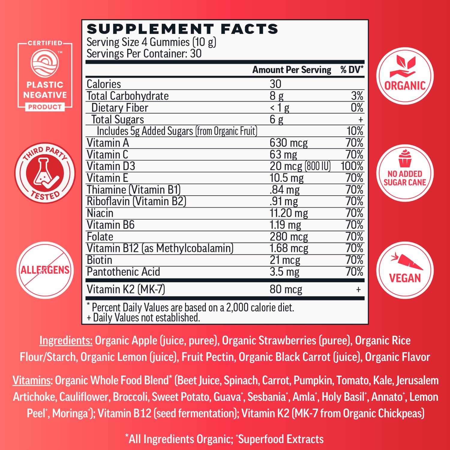 Llama Naturals Adult Multivitamin Gummies 259g packaging