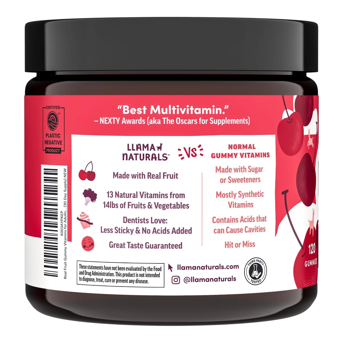 Llama Naturals Adult Multivitamin Gummies ingredients list