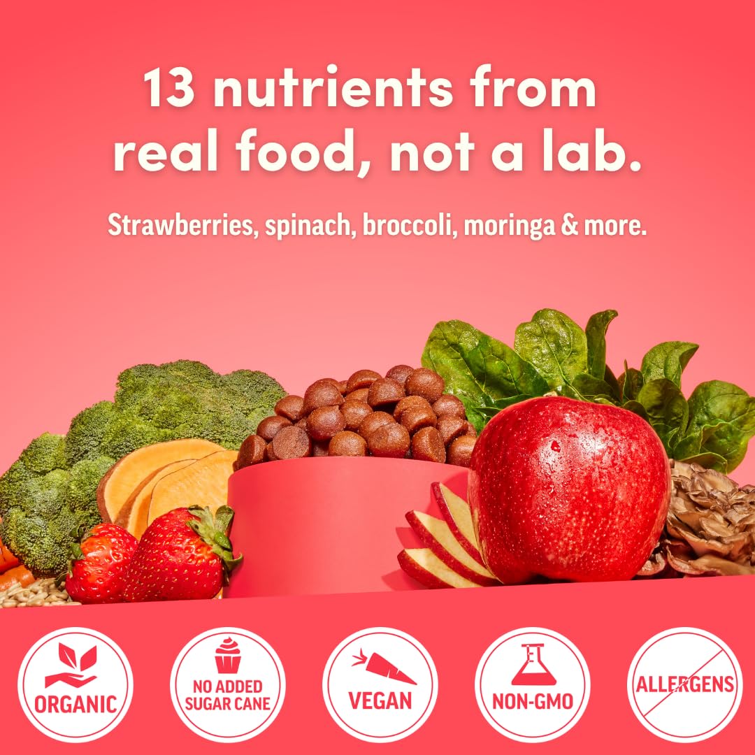 Llama Naturals Adult Multivitamin Gummies strawberry flavour close-up