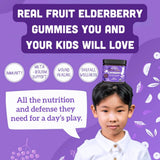 Llama Naturals Elderberry Gummies in a bowl with fruits