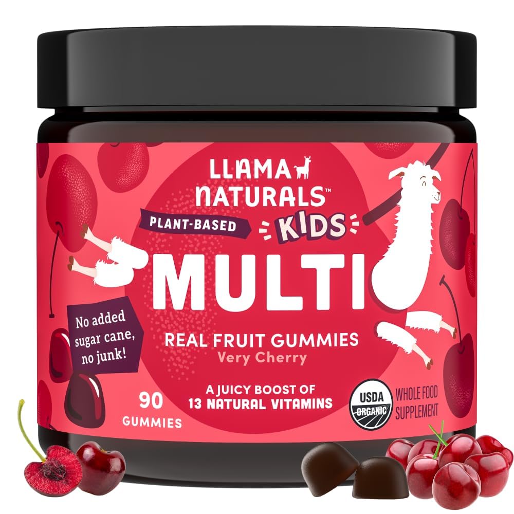 Llama Naturals Kids Multivitamin Gummies 209g cherry flavour front view
