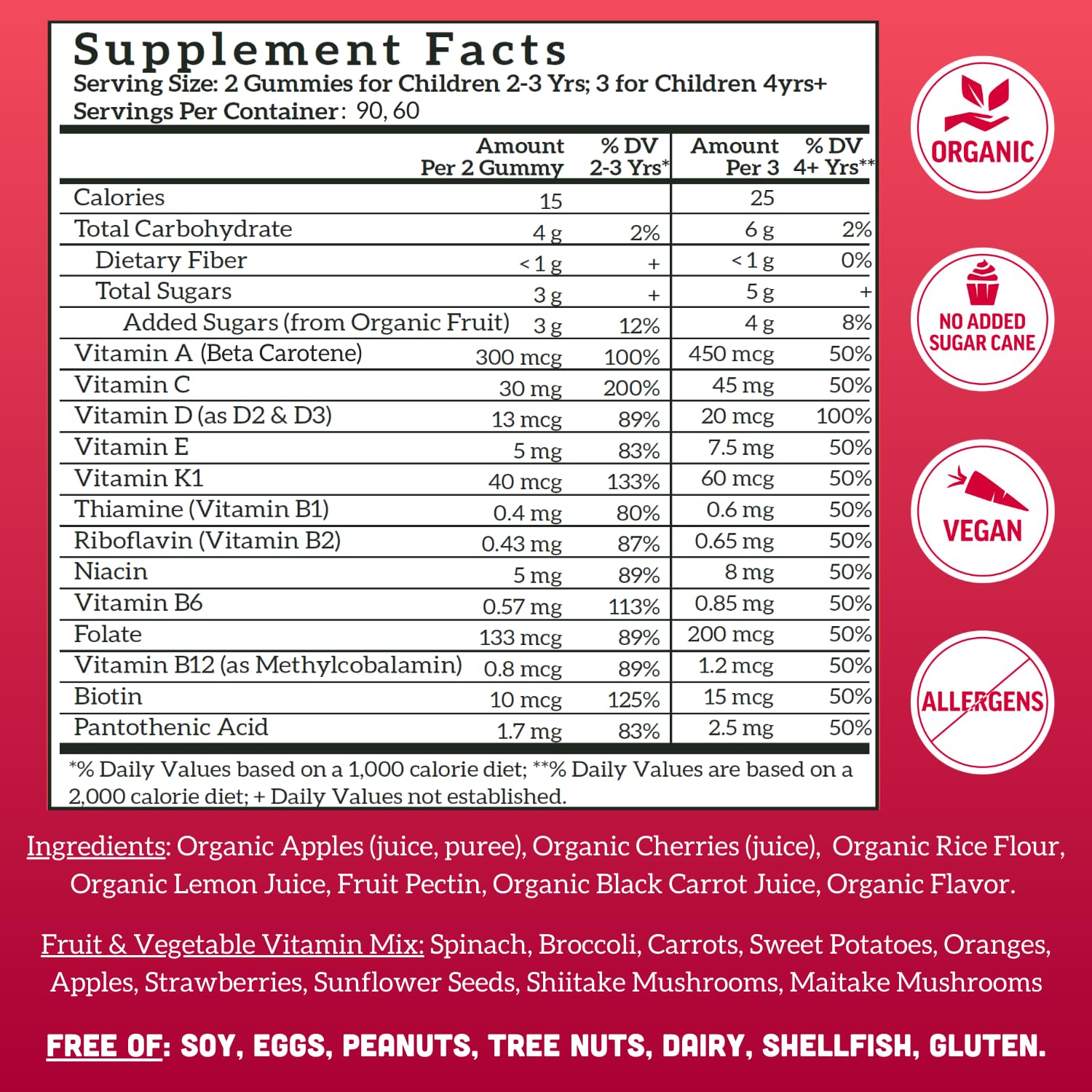 Llama Naturals Kids Multivitamin Gummies 454g packaging