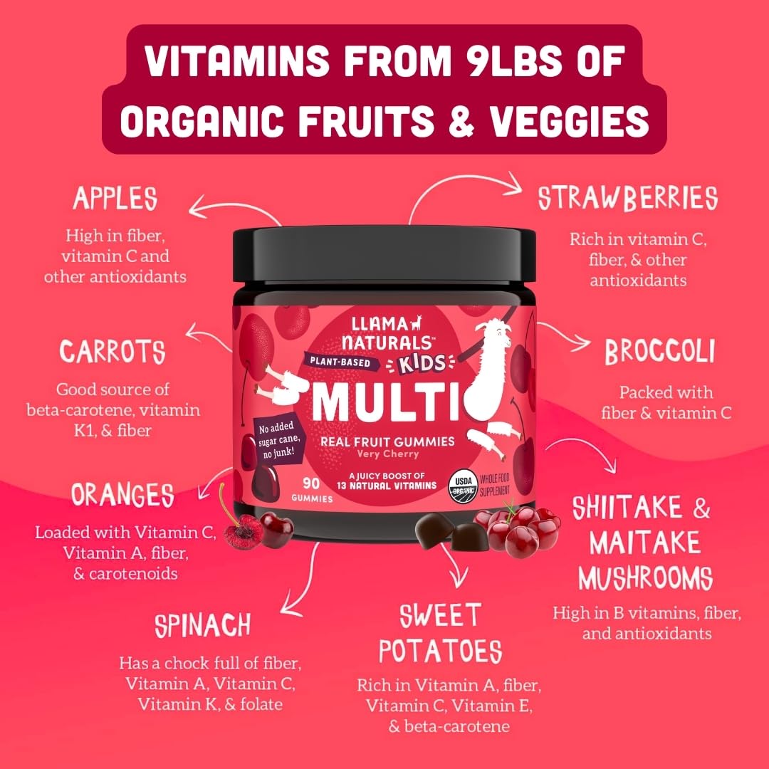Llama Naturals Kids Multivitamin Gummies 454g side view