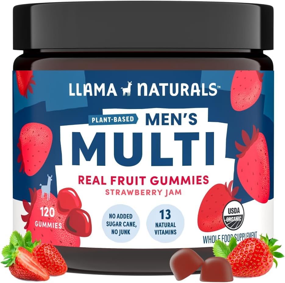 Llama Naturals Men's Multivitamin Gummies front view with packaging