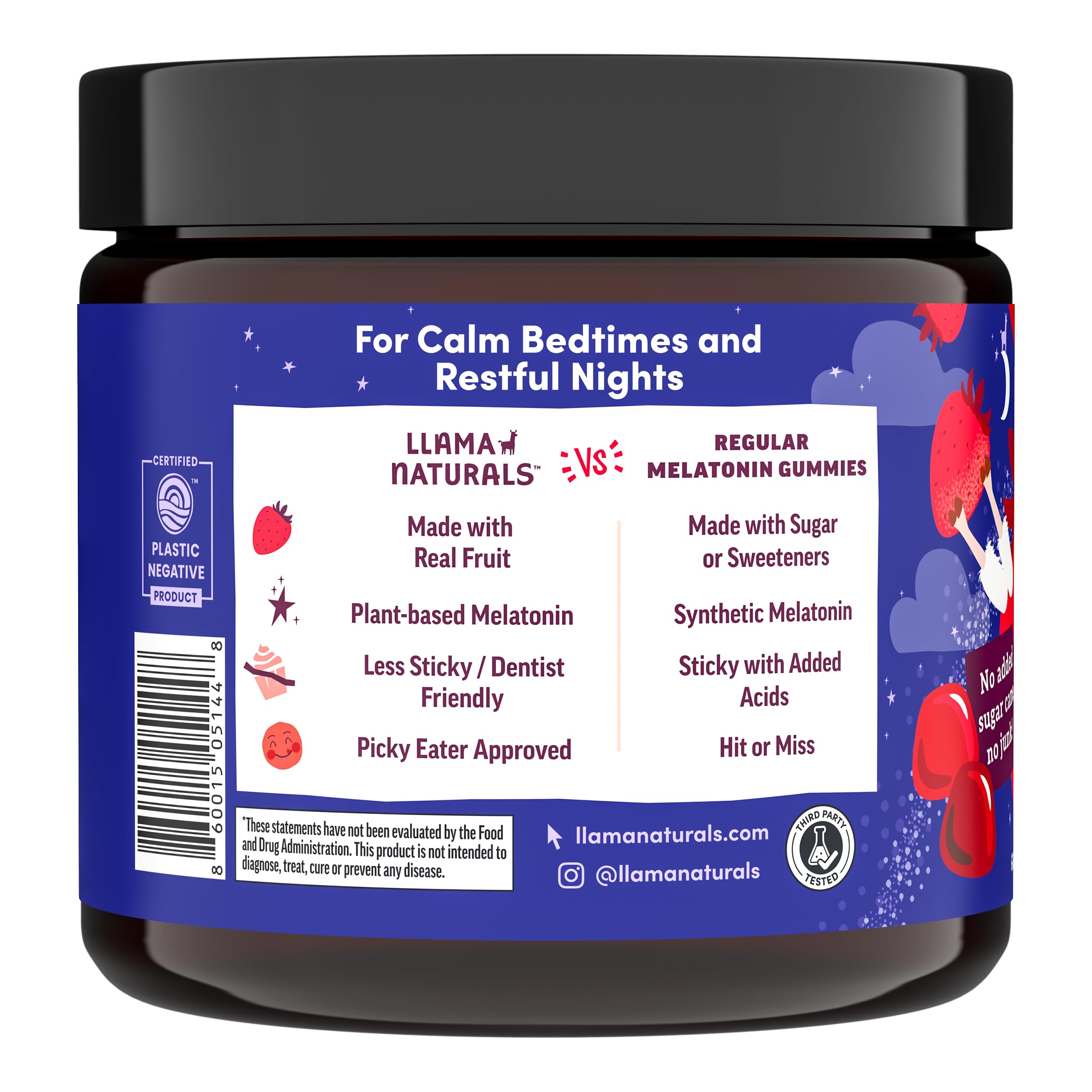 Llama Naturals Organic Kids Gummies strawberry flavour gummy close-up