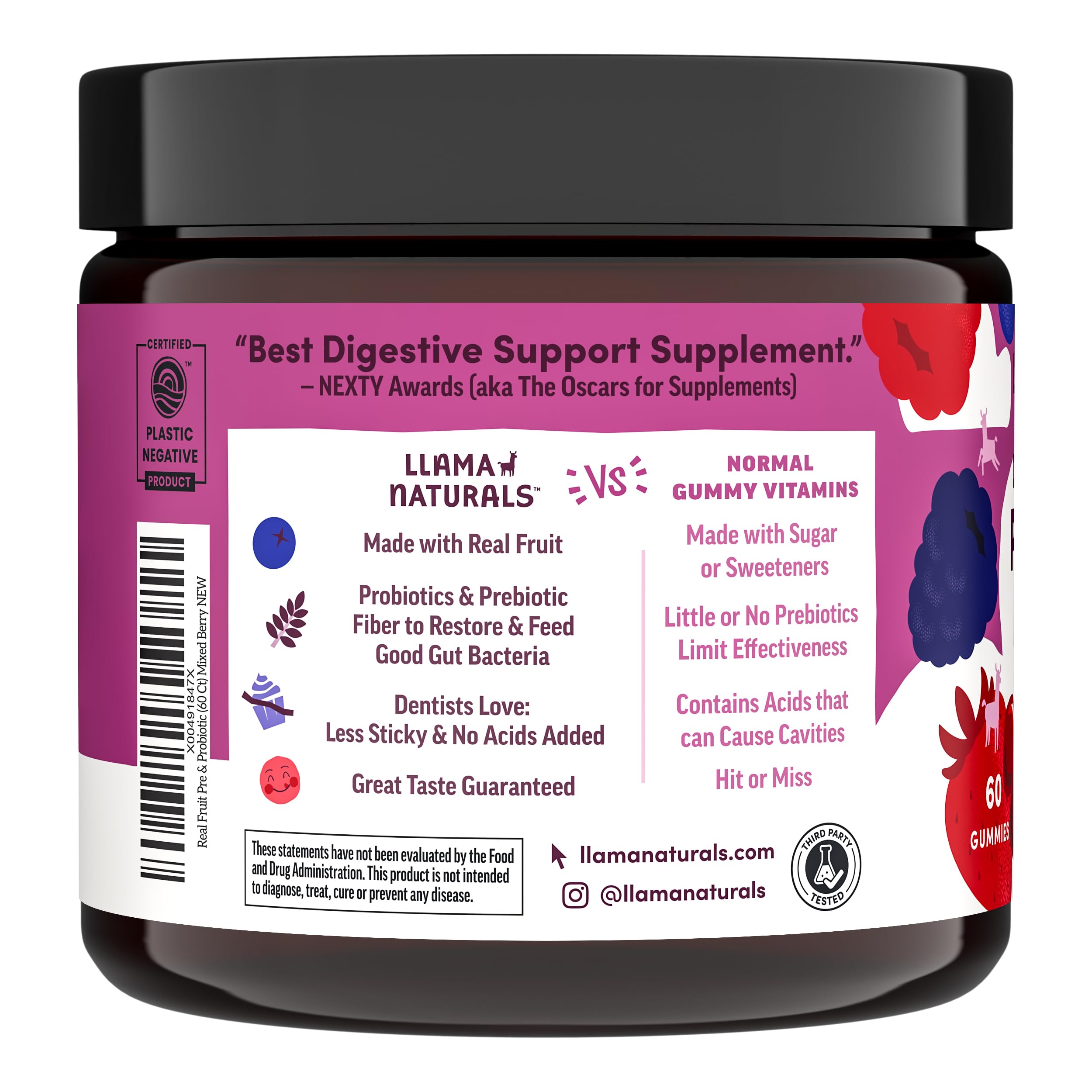 Llama Naturals Prebiotic Probiotic Gummies 340g ingredients list