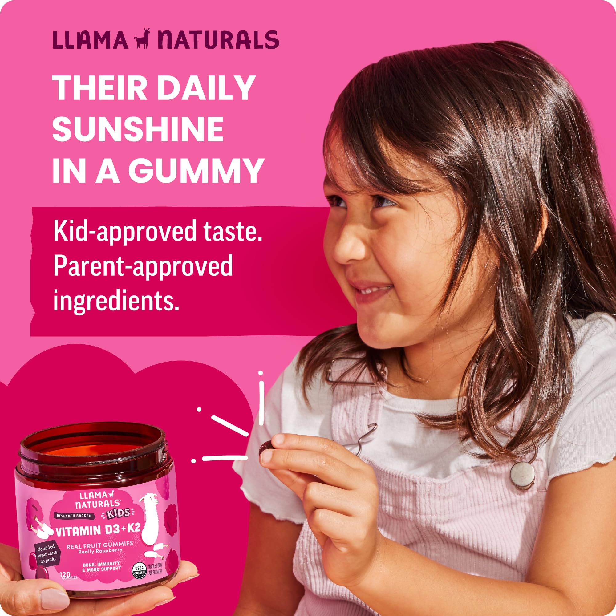 Llama Naturals Vitamin D3 K2 Gummies in a bowl